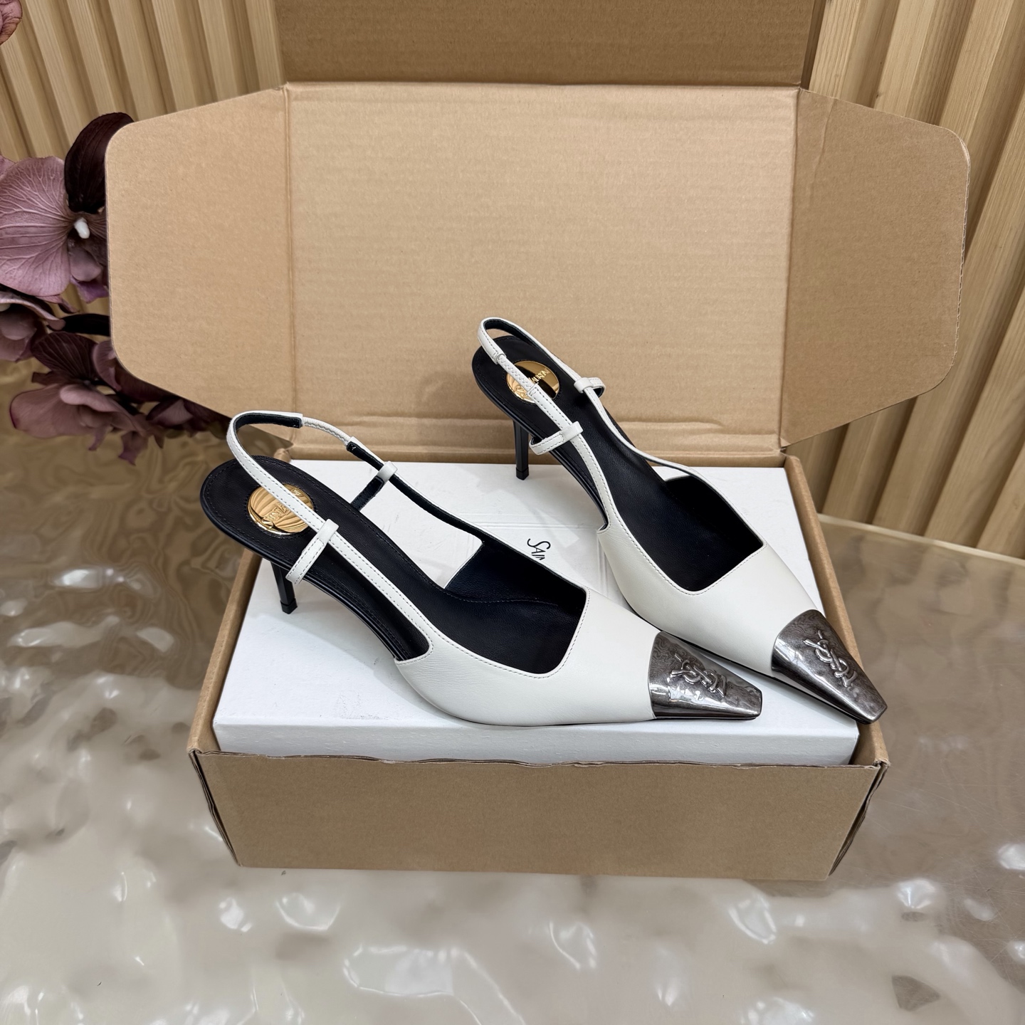 Sandro Two-Tone Slingback Heels
