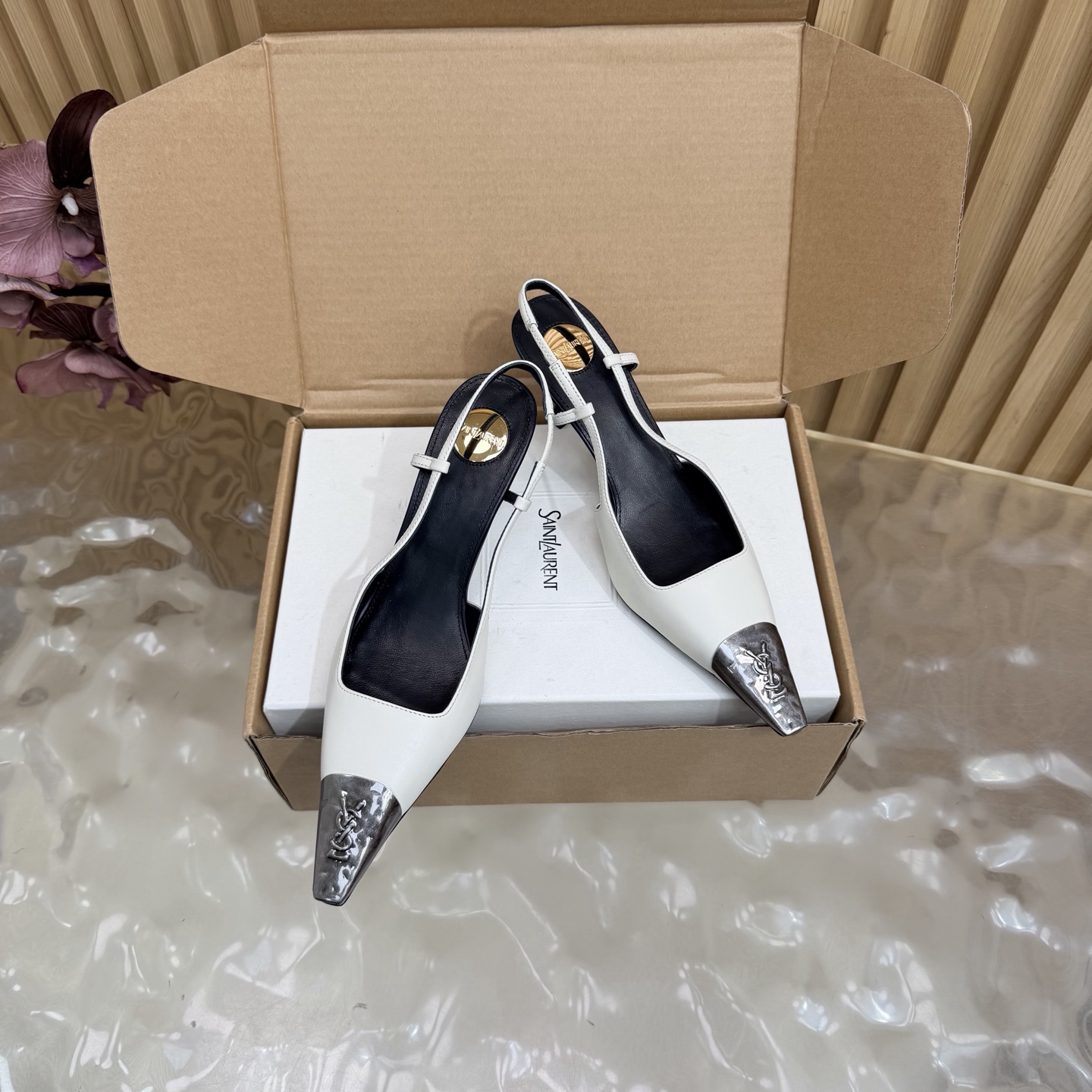 Sandro Two-Tone Slingback Heels