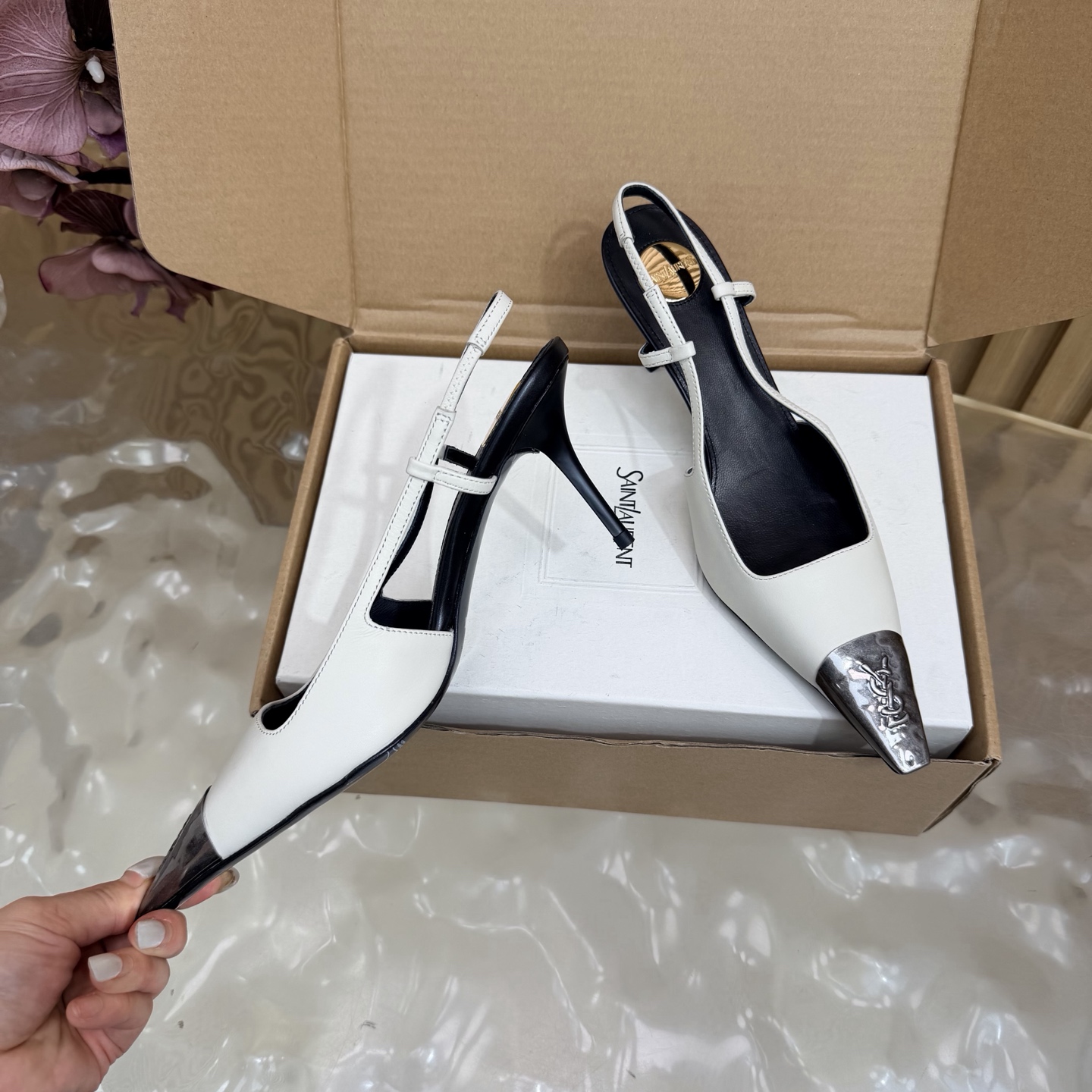 Sandro Two-Tone Slingback Heels