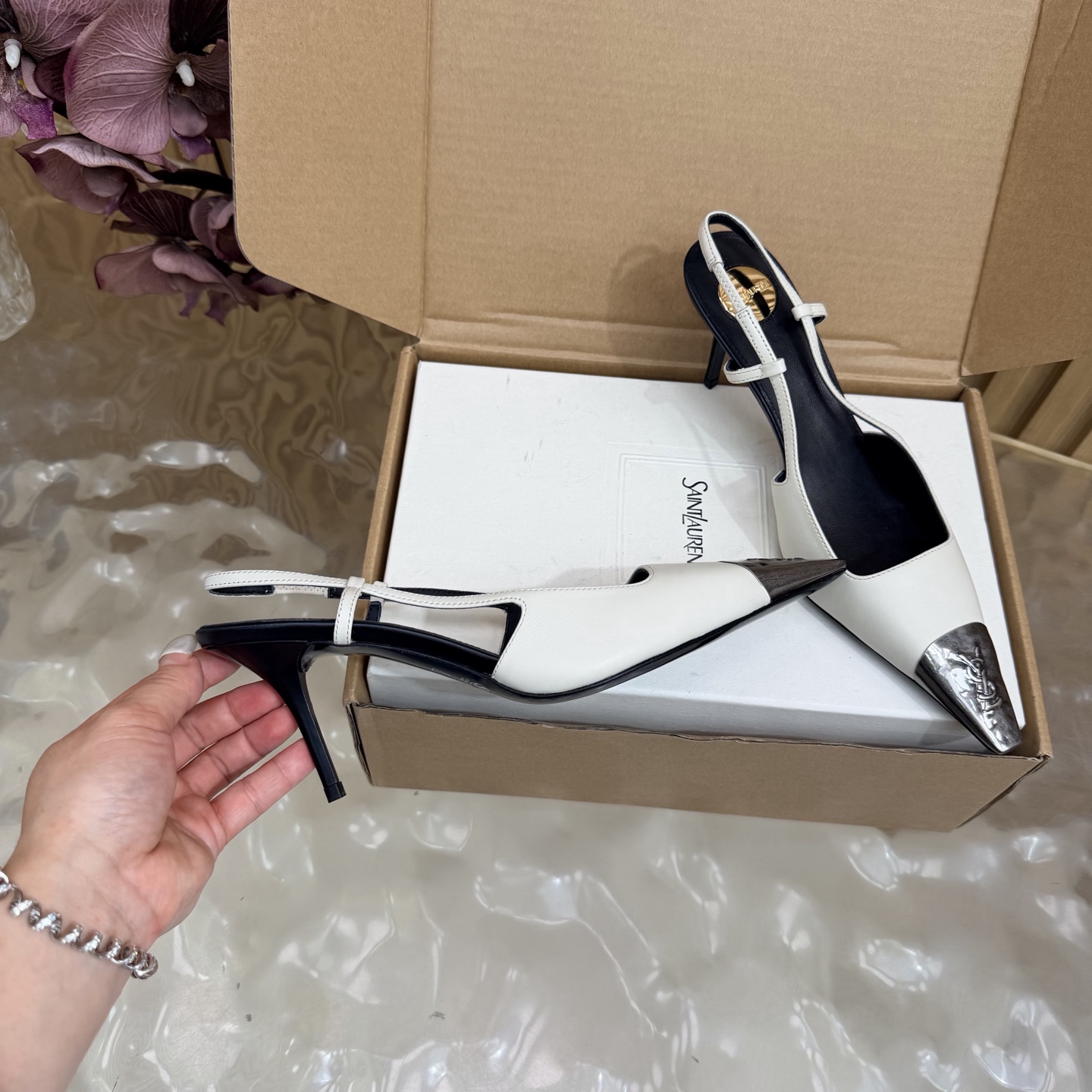 Sandro Two-Tone Slingback Heels