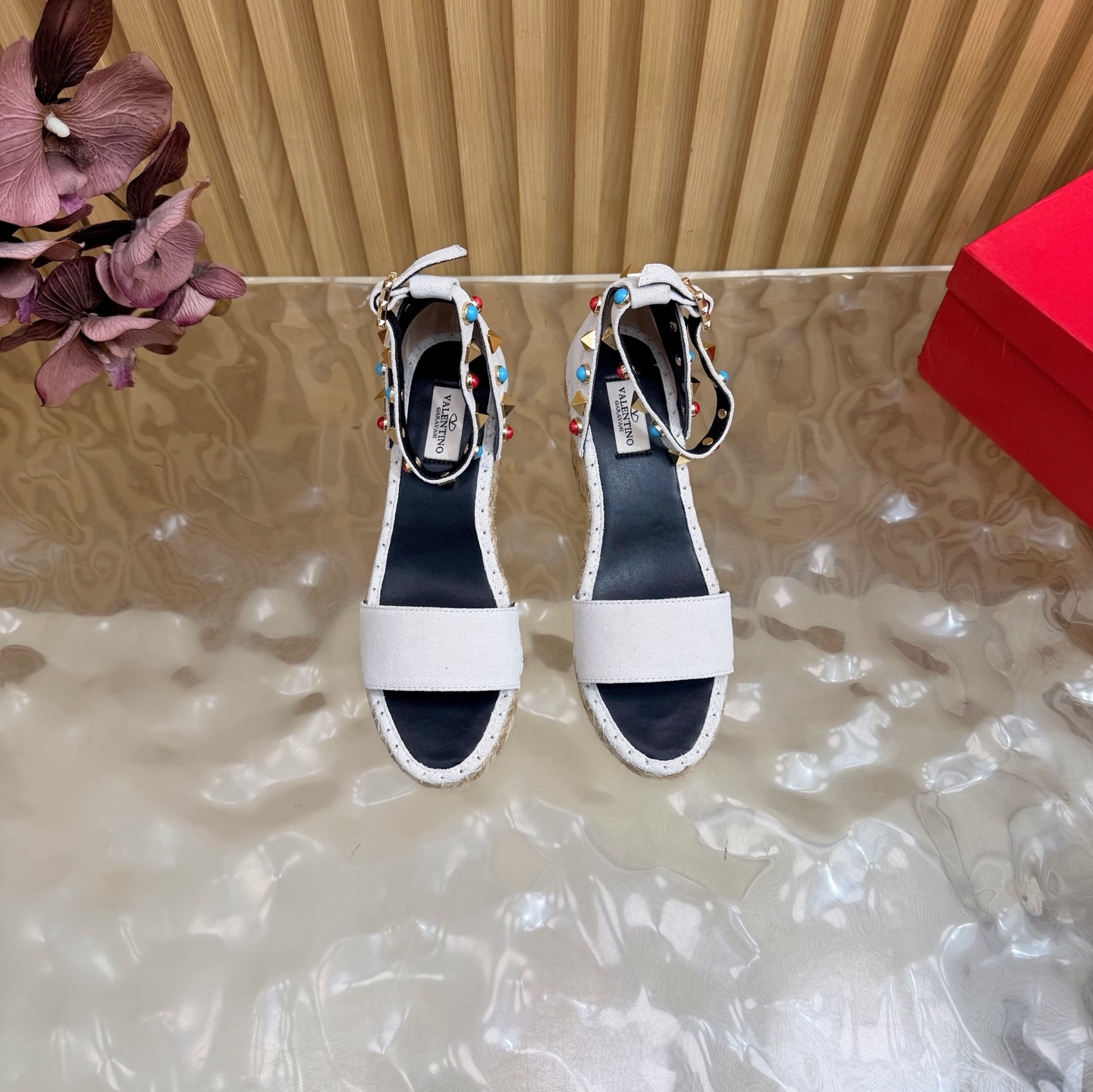 Valentino Color Stud Wedge Sandals