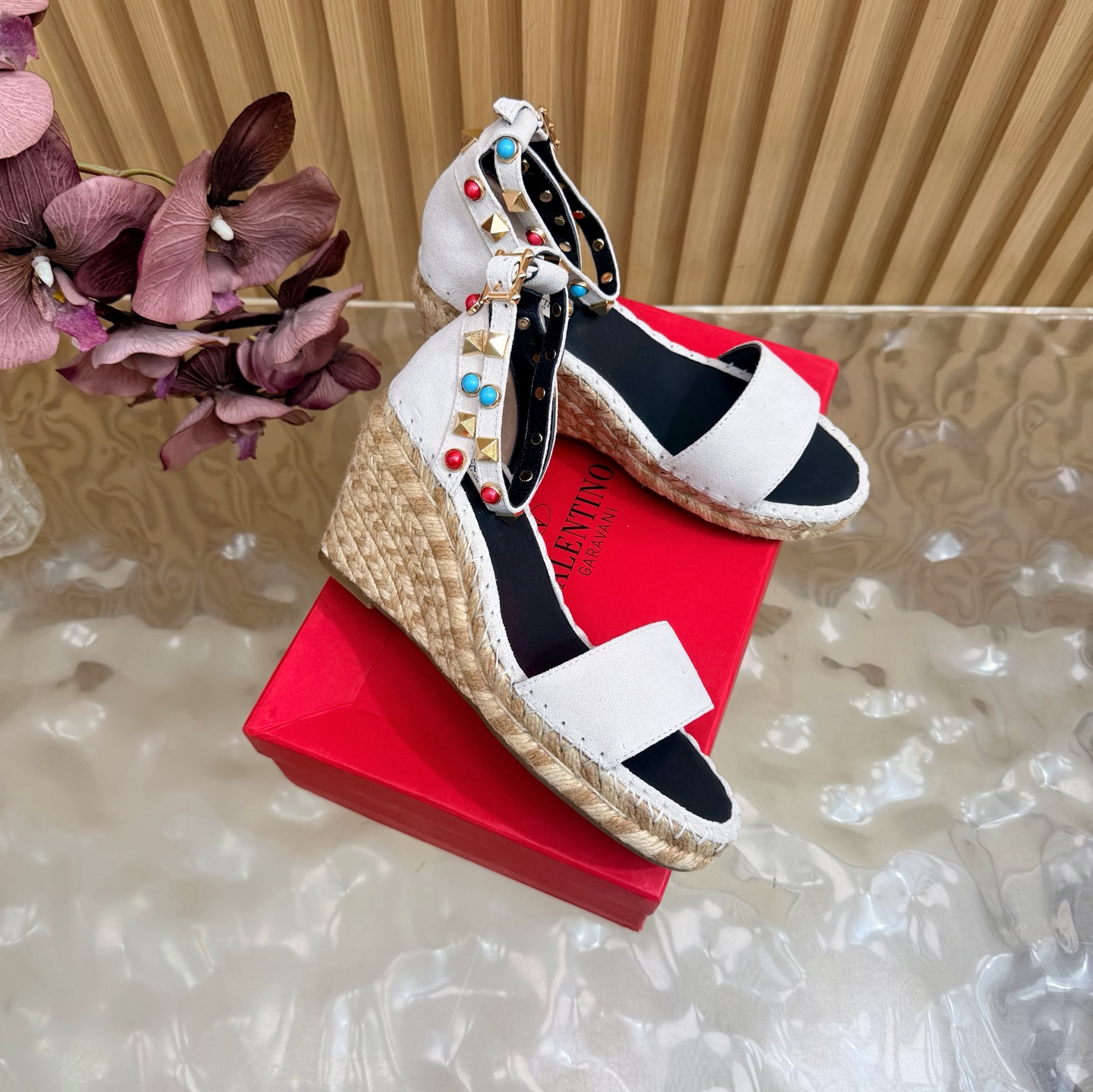 Valentino Color Stud Wedge Sandals