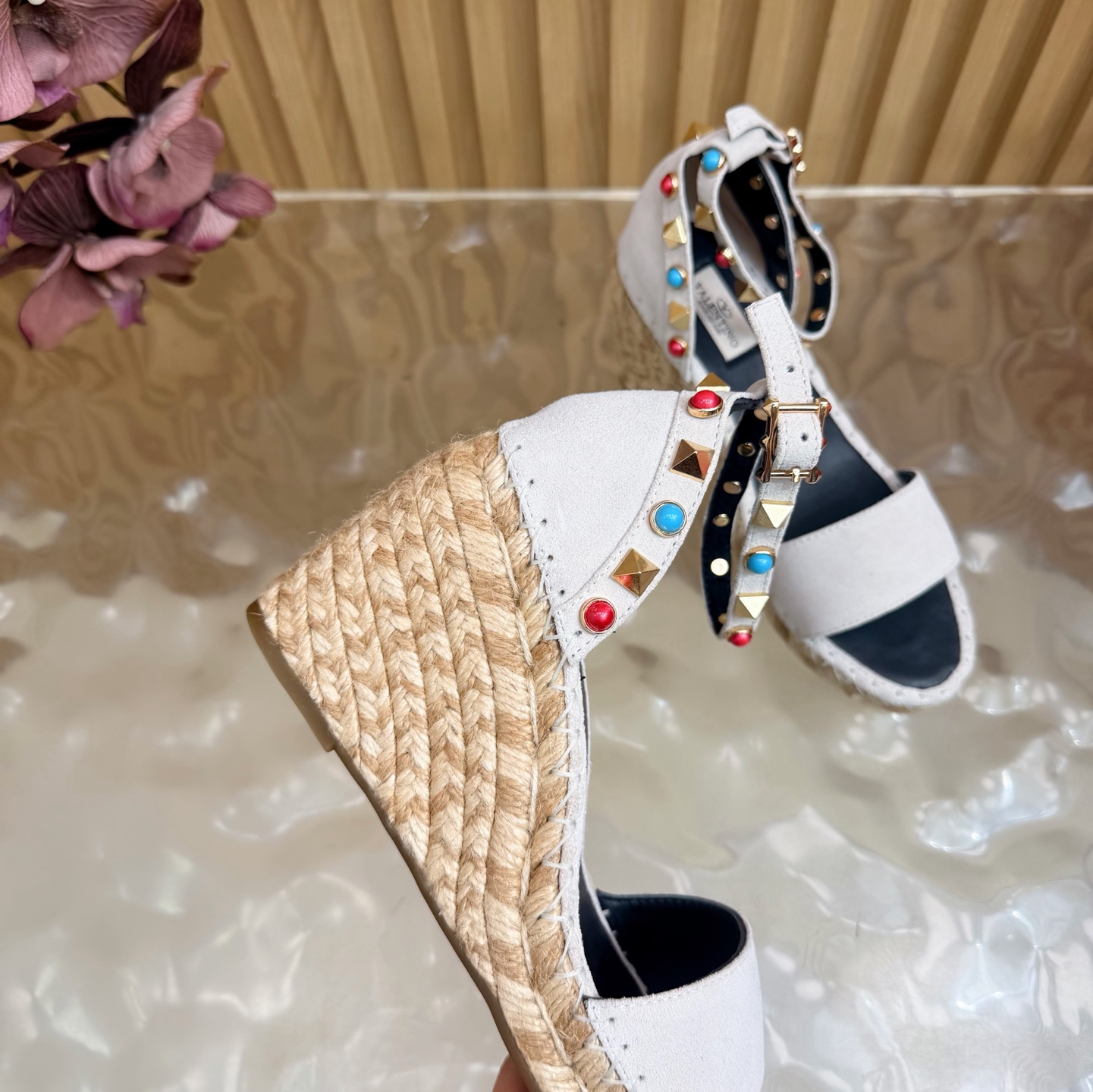 Valentino Color Stud Wedge Sandals