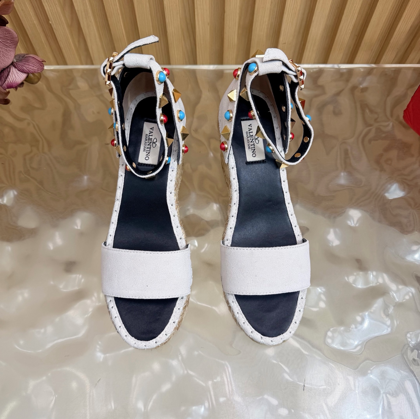 Valentino Color Stud Wedge Sandals