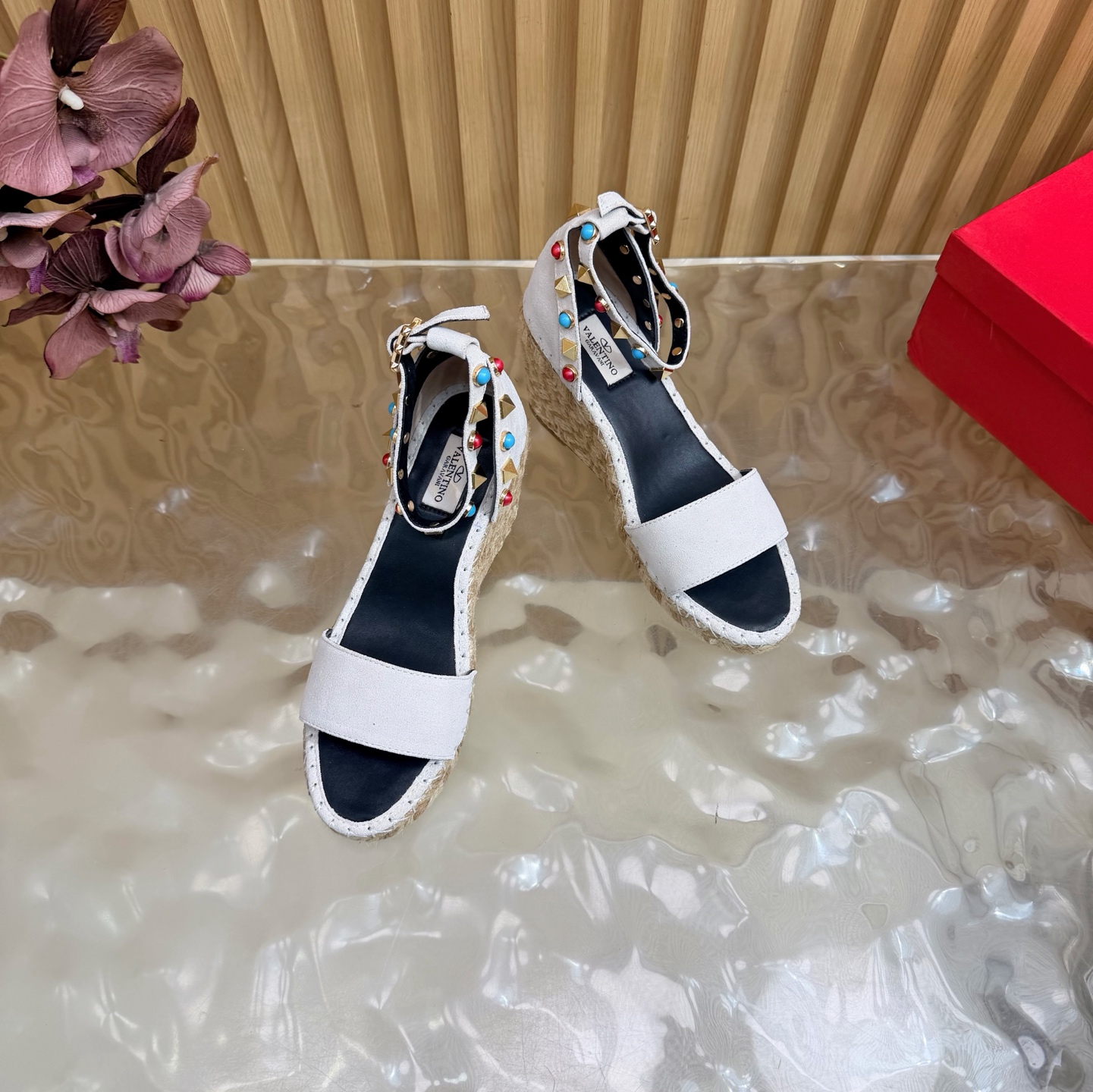 Valentino Color Stud Wedge Sandals
