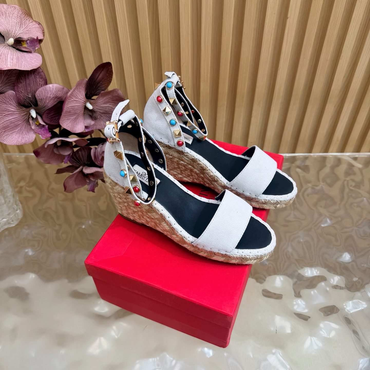 Valentino Color Stud Wedge Sandals