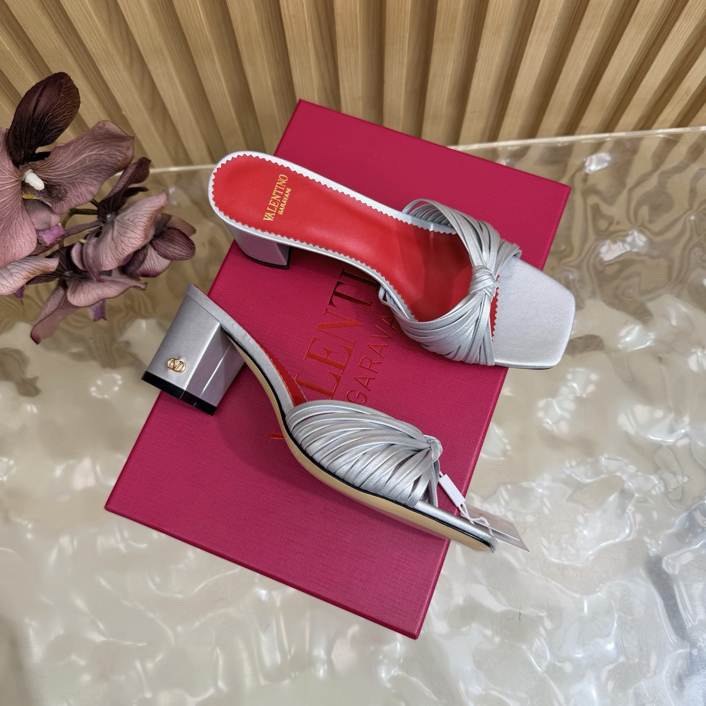 Valentino Twist Block Heel Mules