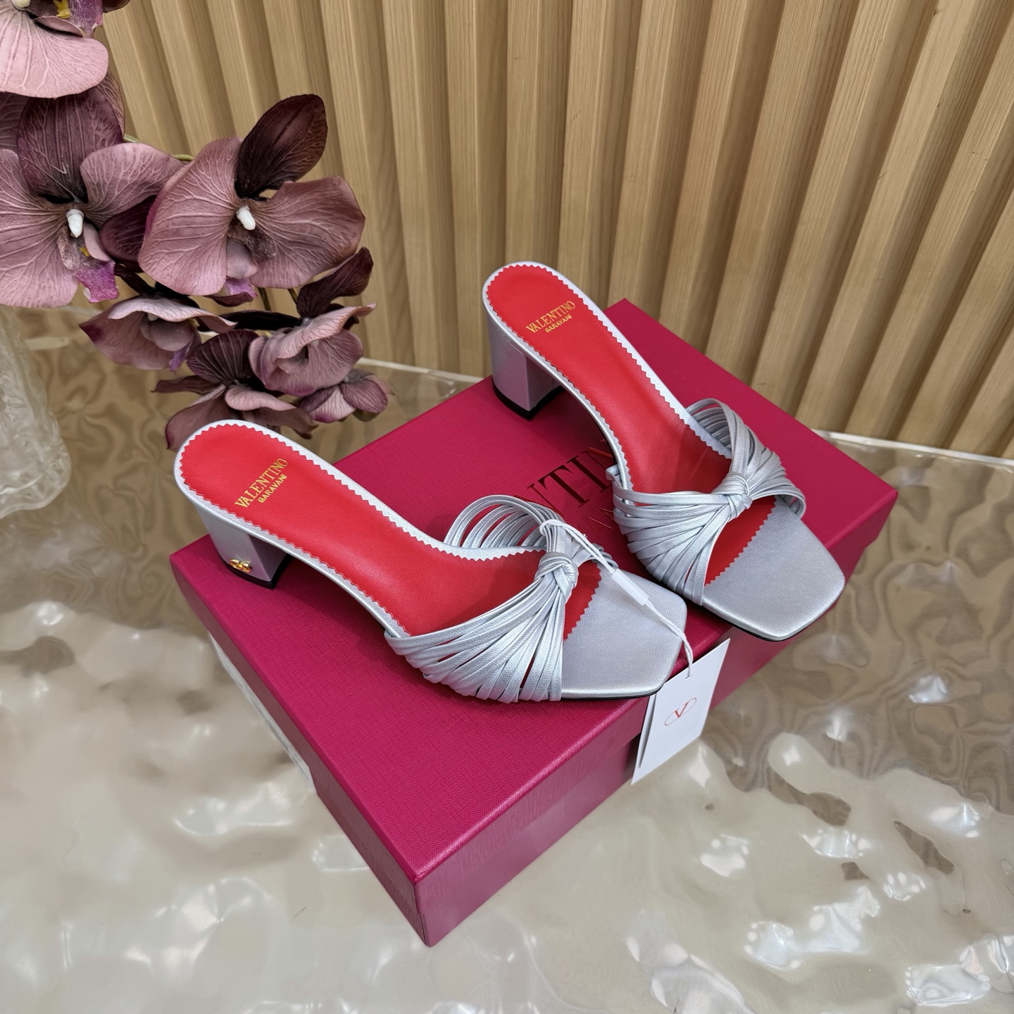 Valentino Twist Block Heel Mules