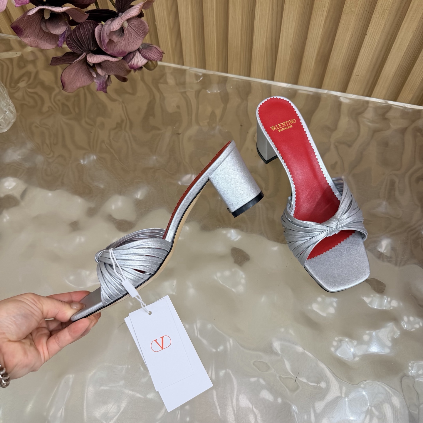 Valentino Twist Block Heel Mules