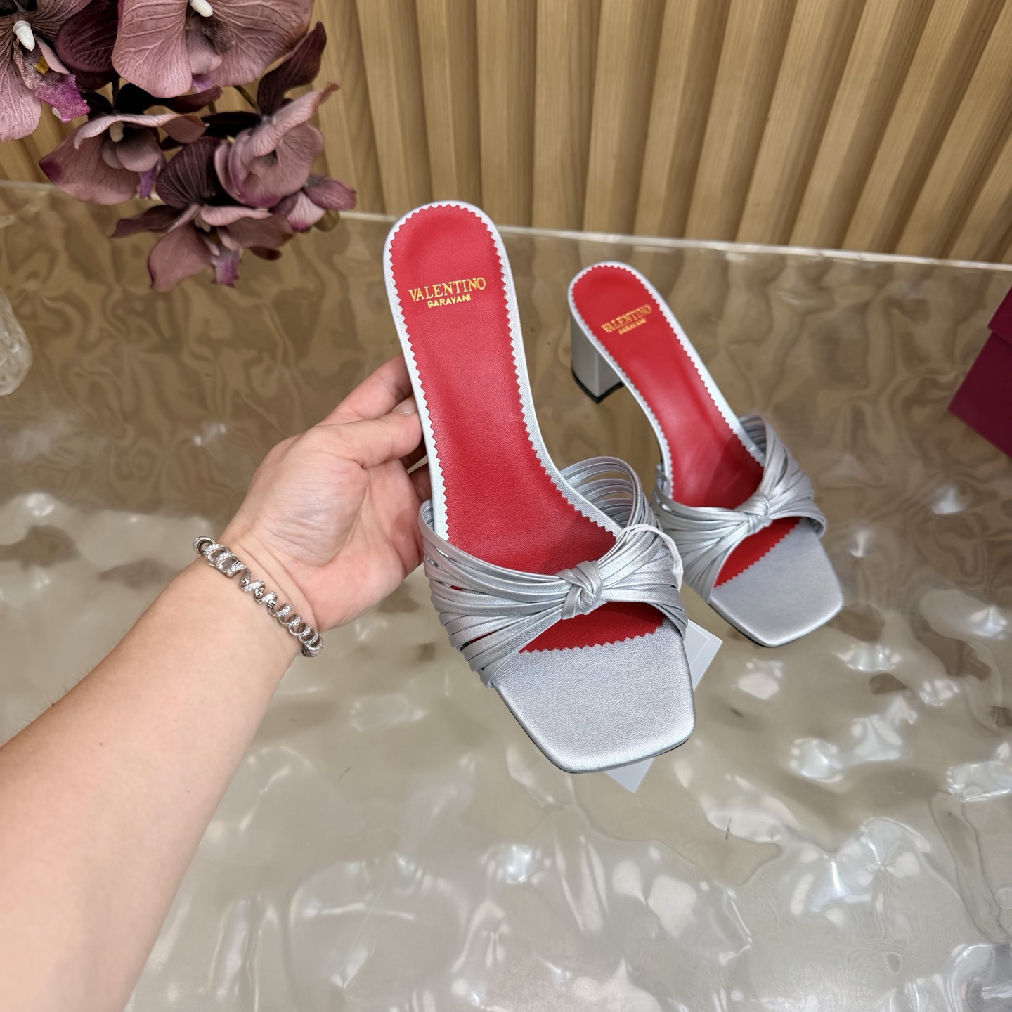 Valentino Twist Block Heel Mules