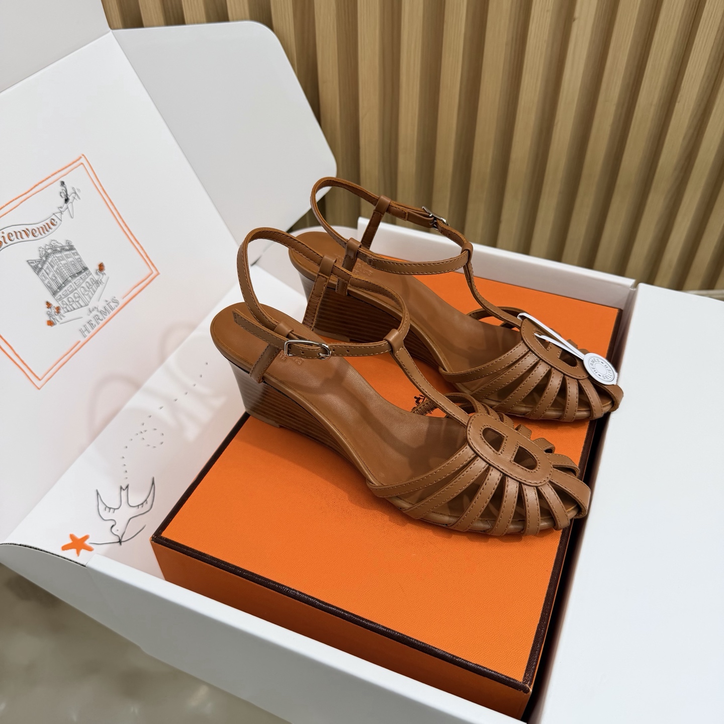 Hermès Woven Wedge Sandals