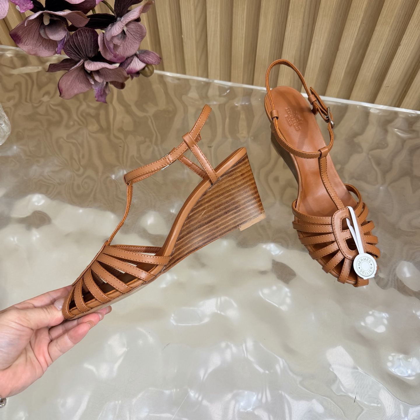 Hermès Woven Wedge Sandals