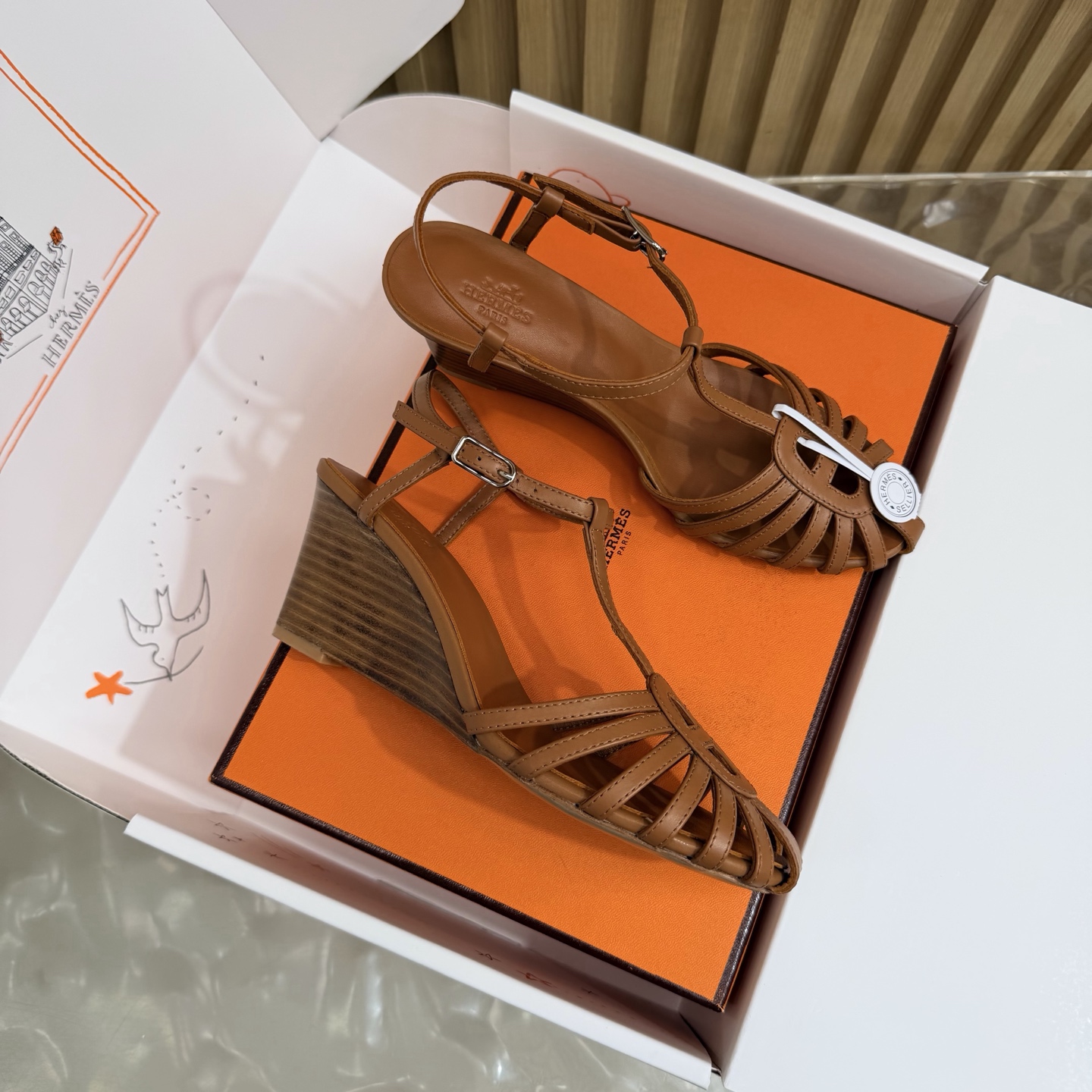 Hermès Woven Wedge Sandals