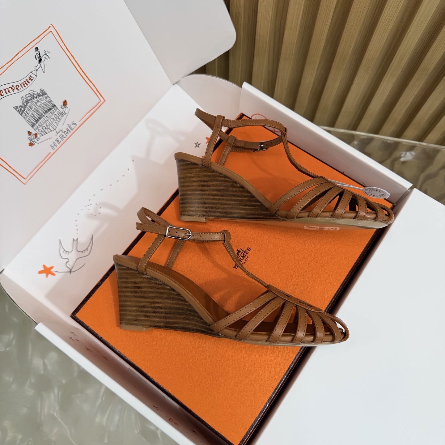 Hermès Woven Wedge Sandals