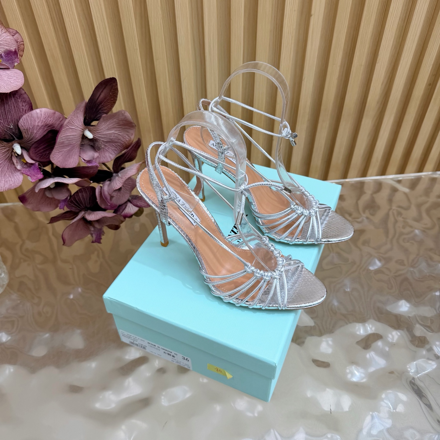 Aquazzura Knotted Multi Strap Ankle Tie Heel Sanda