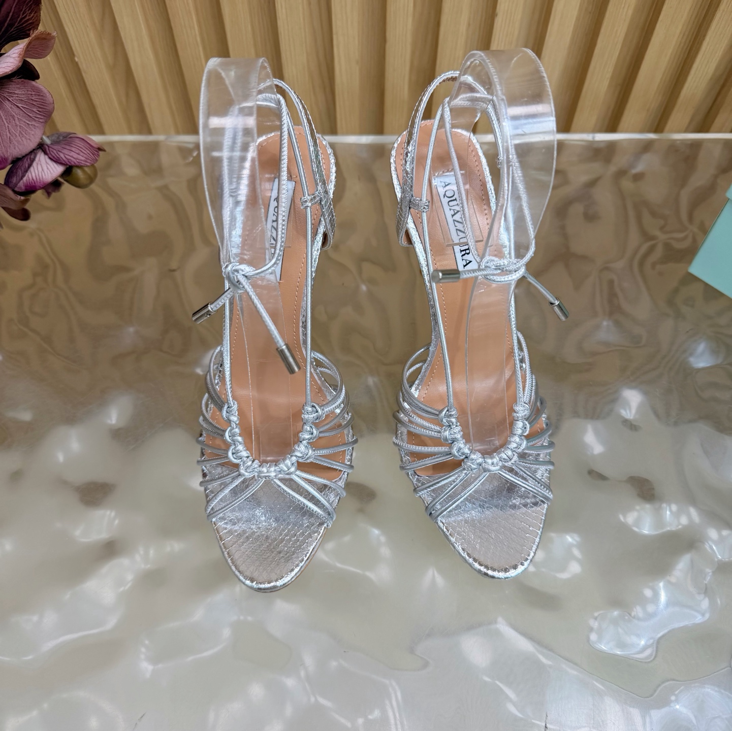 Aquazzura Knotted Multi Strap Ankle Tie Heel Sanda