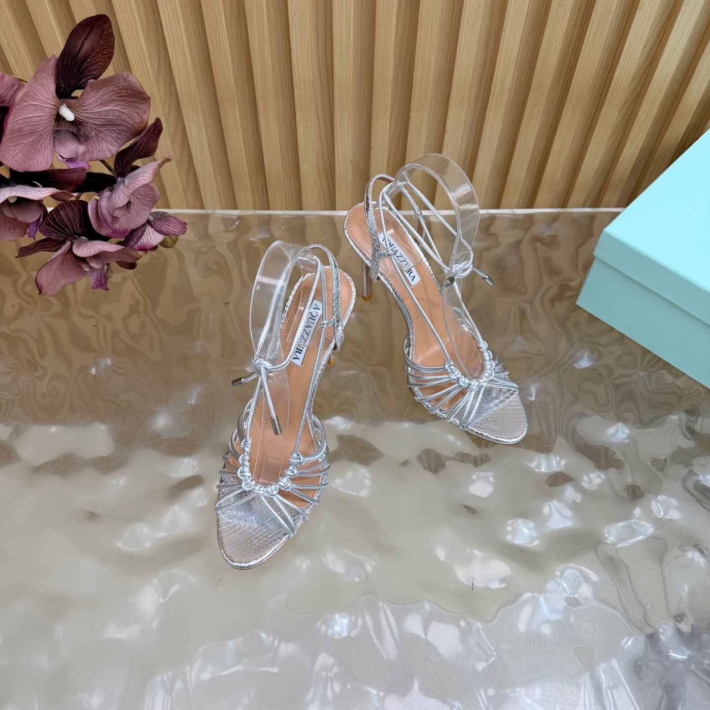 Aquazzura Knotted Multi Strap Ankle Tie Heel Sanda