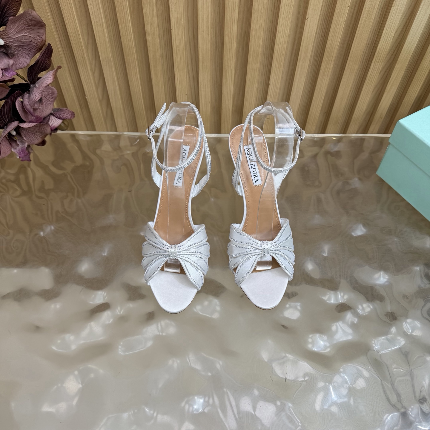 Aquazzura White Ankle Strap Heeled Sandals