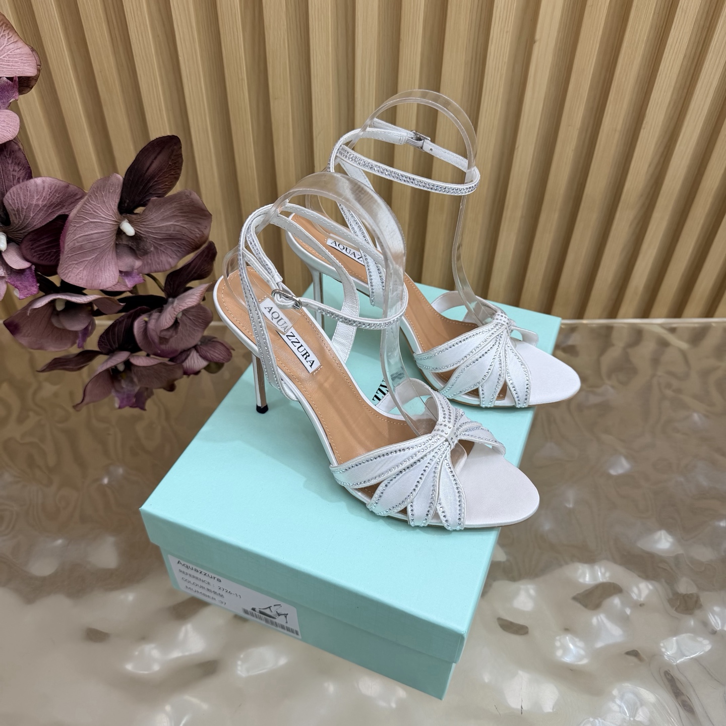 Aquazzura White Ankle Strap Heeled Sandals