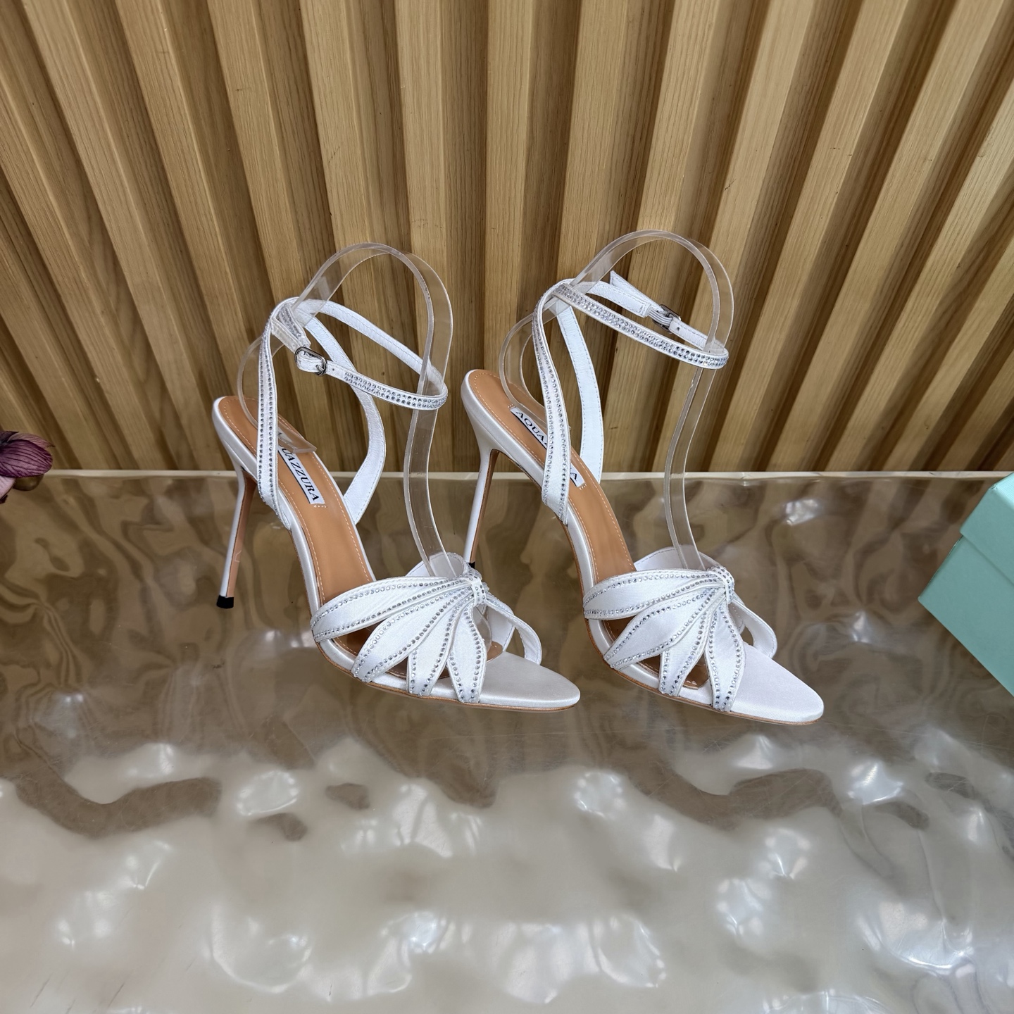 Aquazzura White Ankle Strap Heeled Sandals