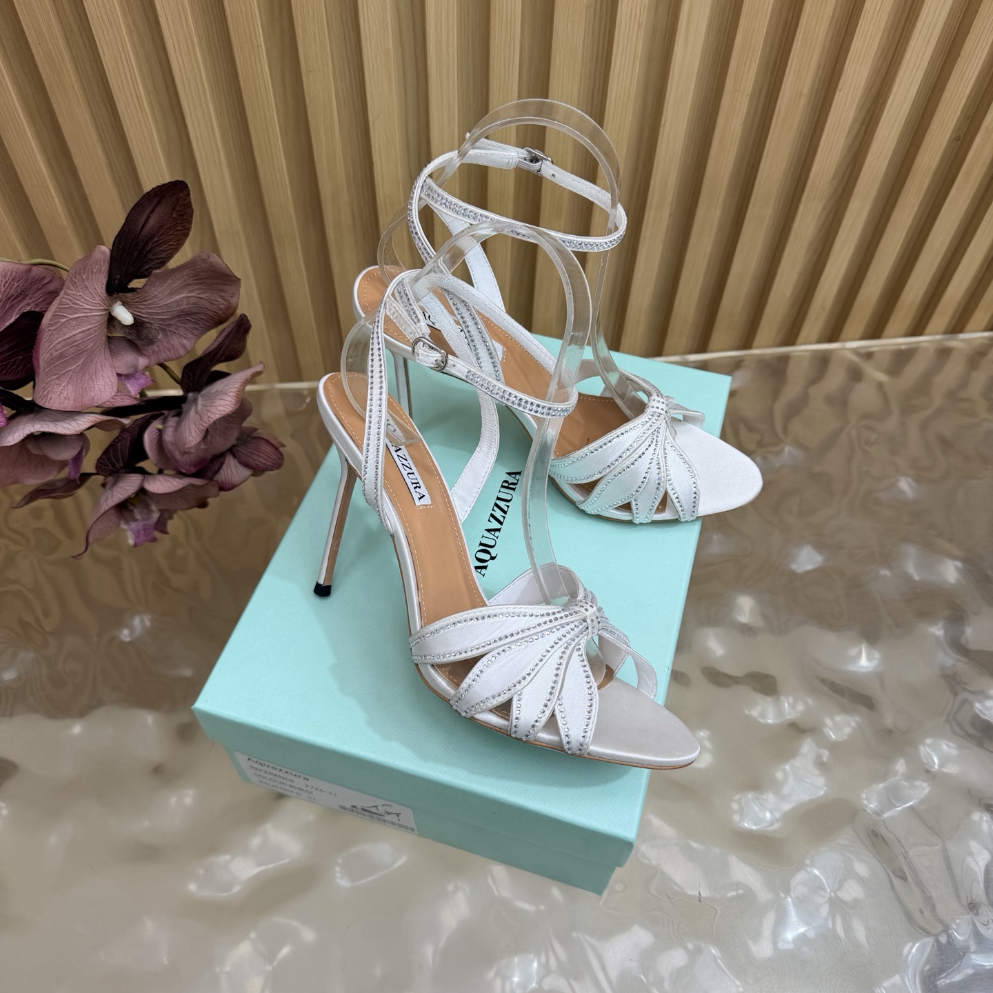 Aquazzura White Ankle Strap Heeled Sandals