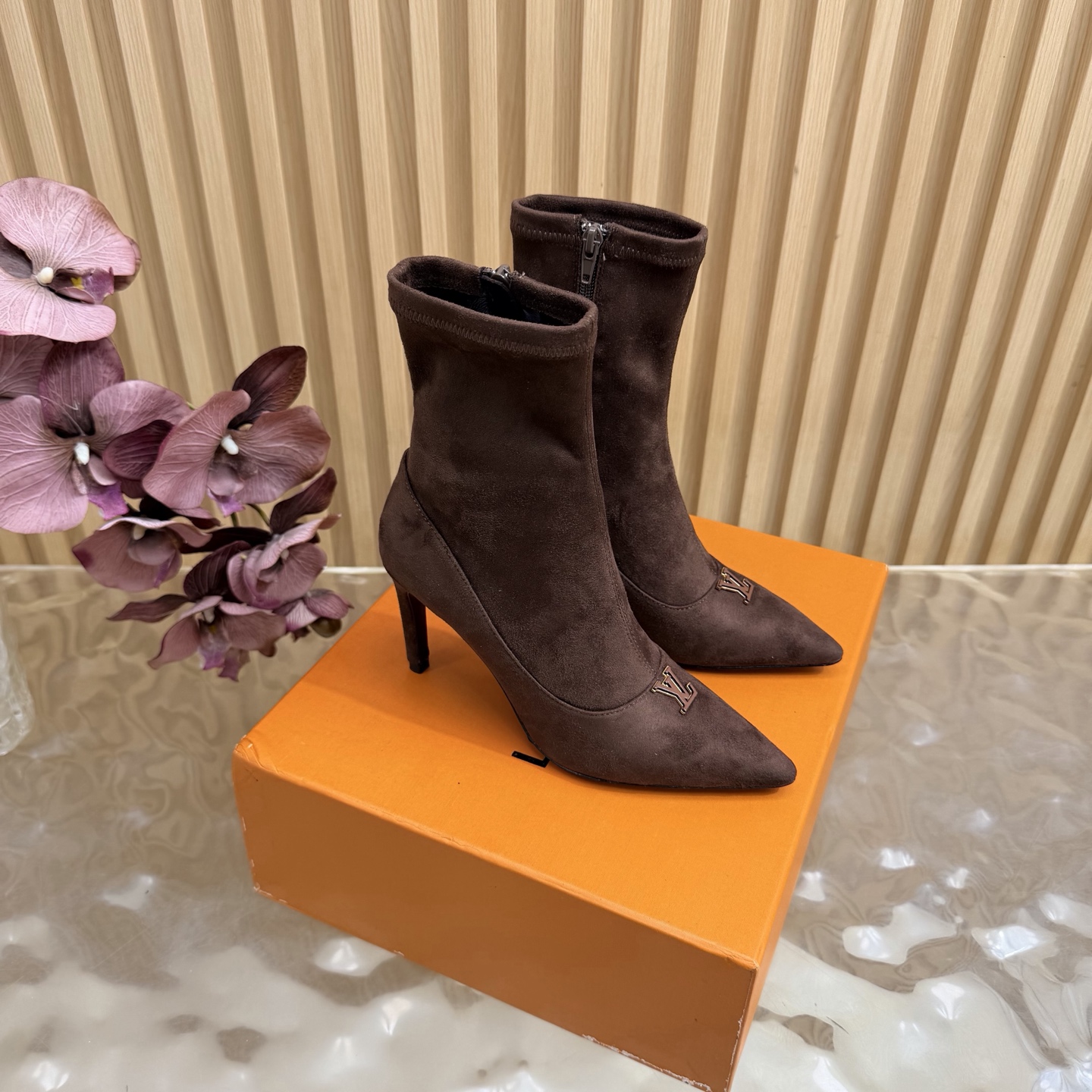 Louis Vuitton Brown Pointed Ankle Boots