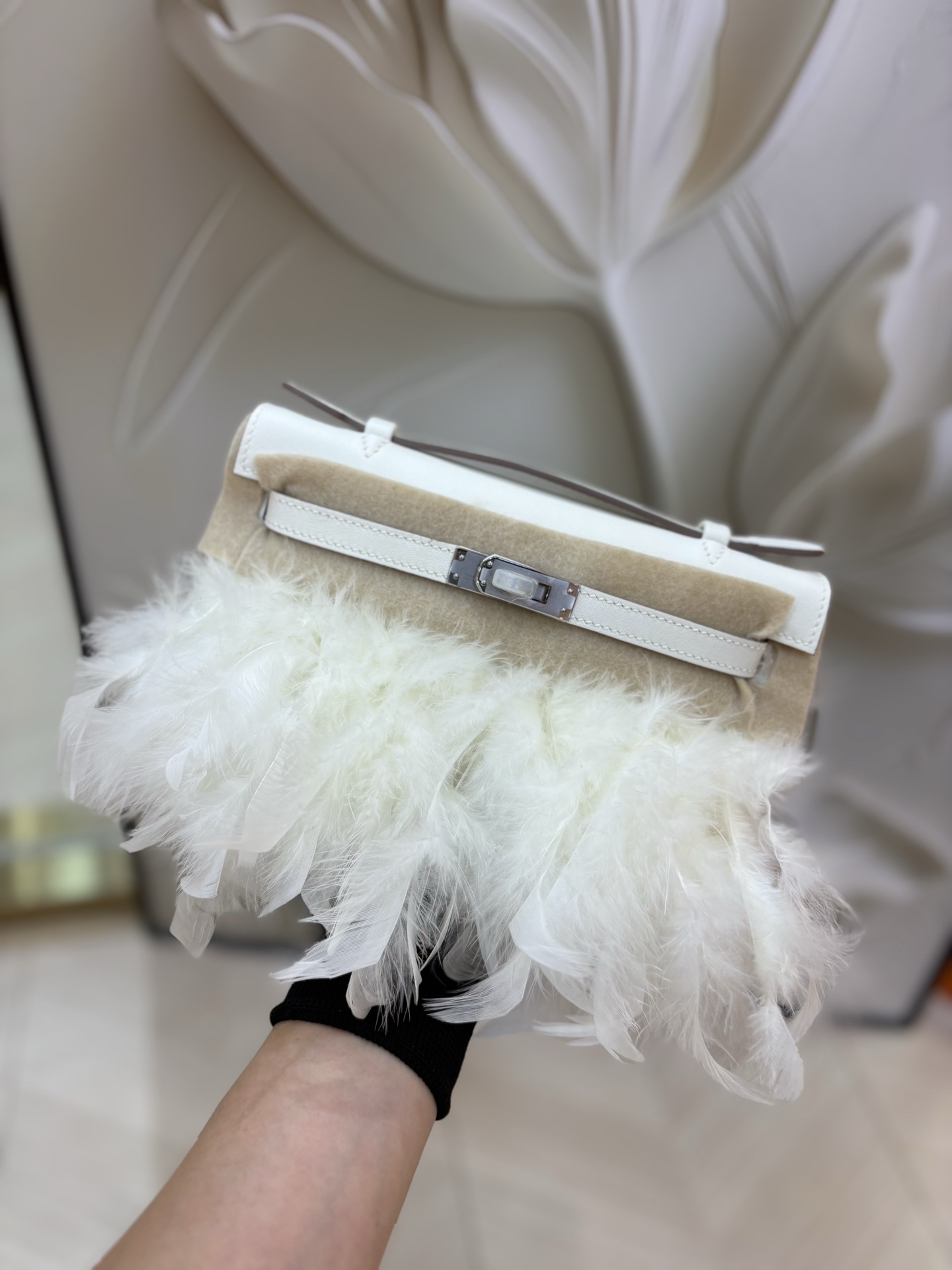Hermes Kelly Pochette White evening everyday
