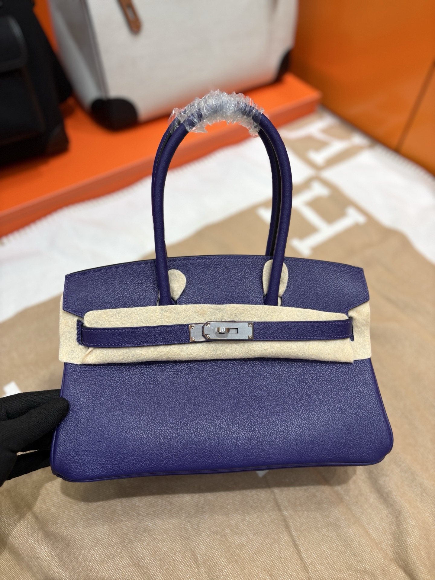 NO:851885,Birke Shoulder 29cm Evercoler leather, hand-waxed thread, hand-made nails, ready-made Tsutawei purple gold and silver buckle, Hermes, birkenstock, hermes, Hermes,19860909Birke Shoulder29cm Evercoler皮 手工蜡线 手工钉 现货茑尾紫金银扣,爱马仕,birkenstock,hermes,Hermes,,Bag