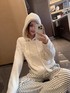 Celine Clothing Sweatshirts Beige White Weave Knitting Vintage Hooded Top