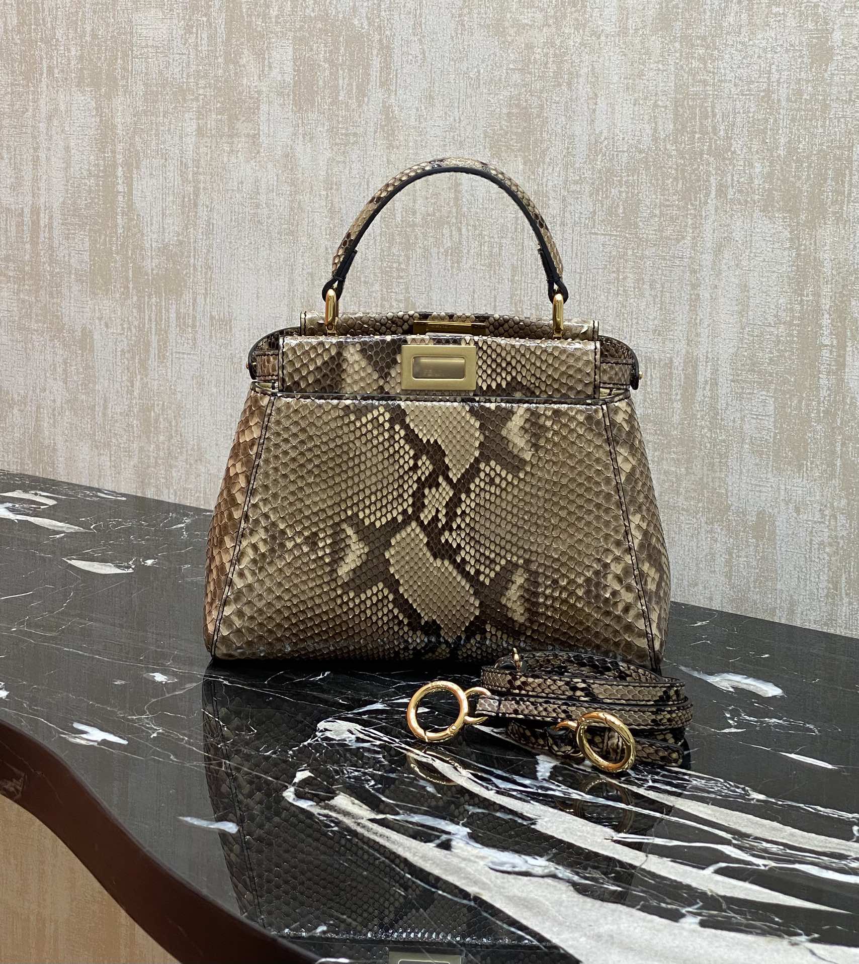 Fendi Rare animal skin~snake skin, lambskin lining