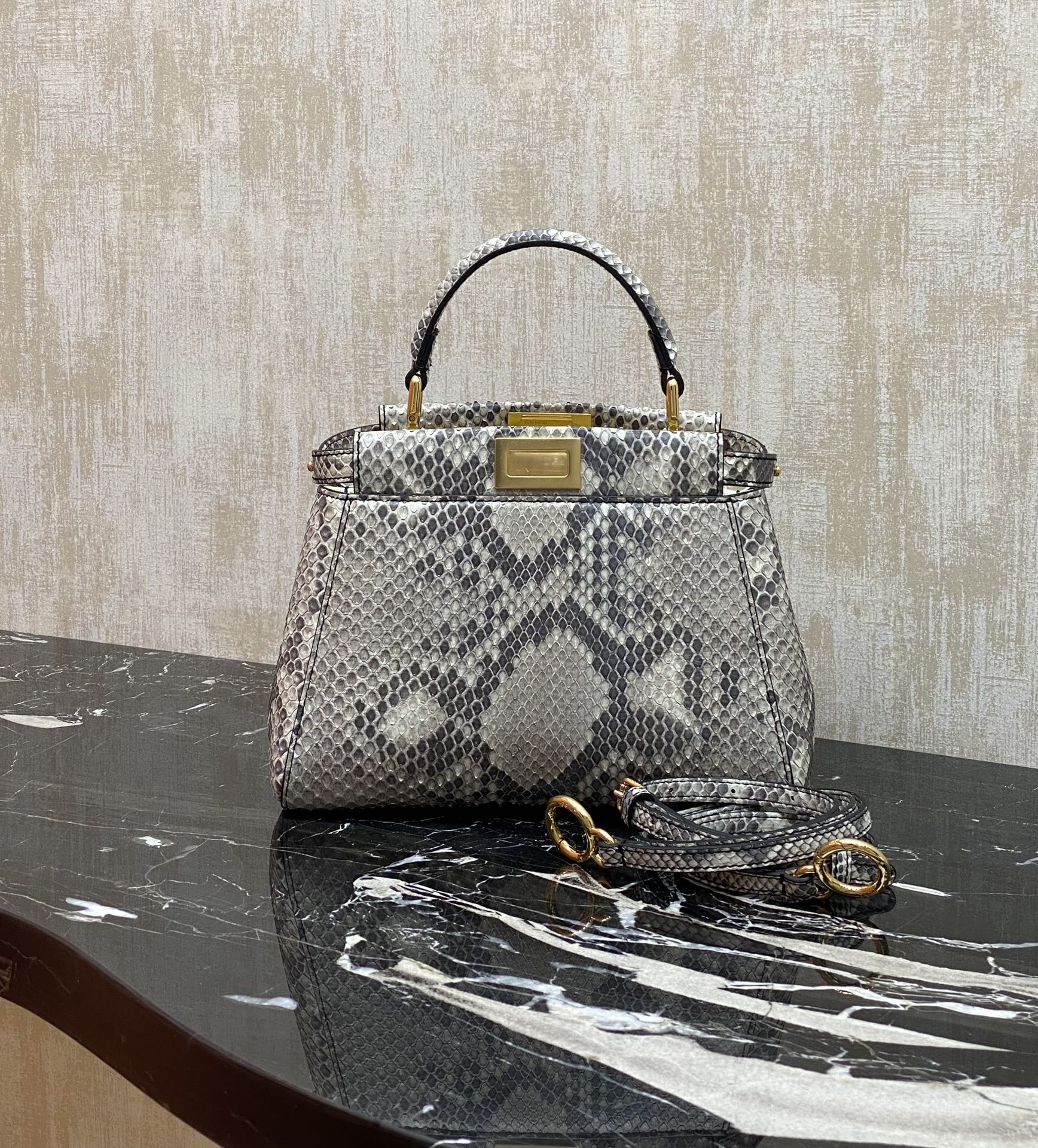 Fendi Rare animal skin~snake skin, lambskin lining