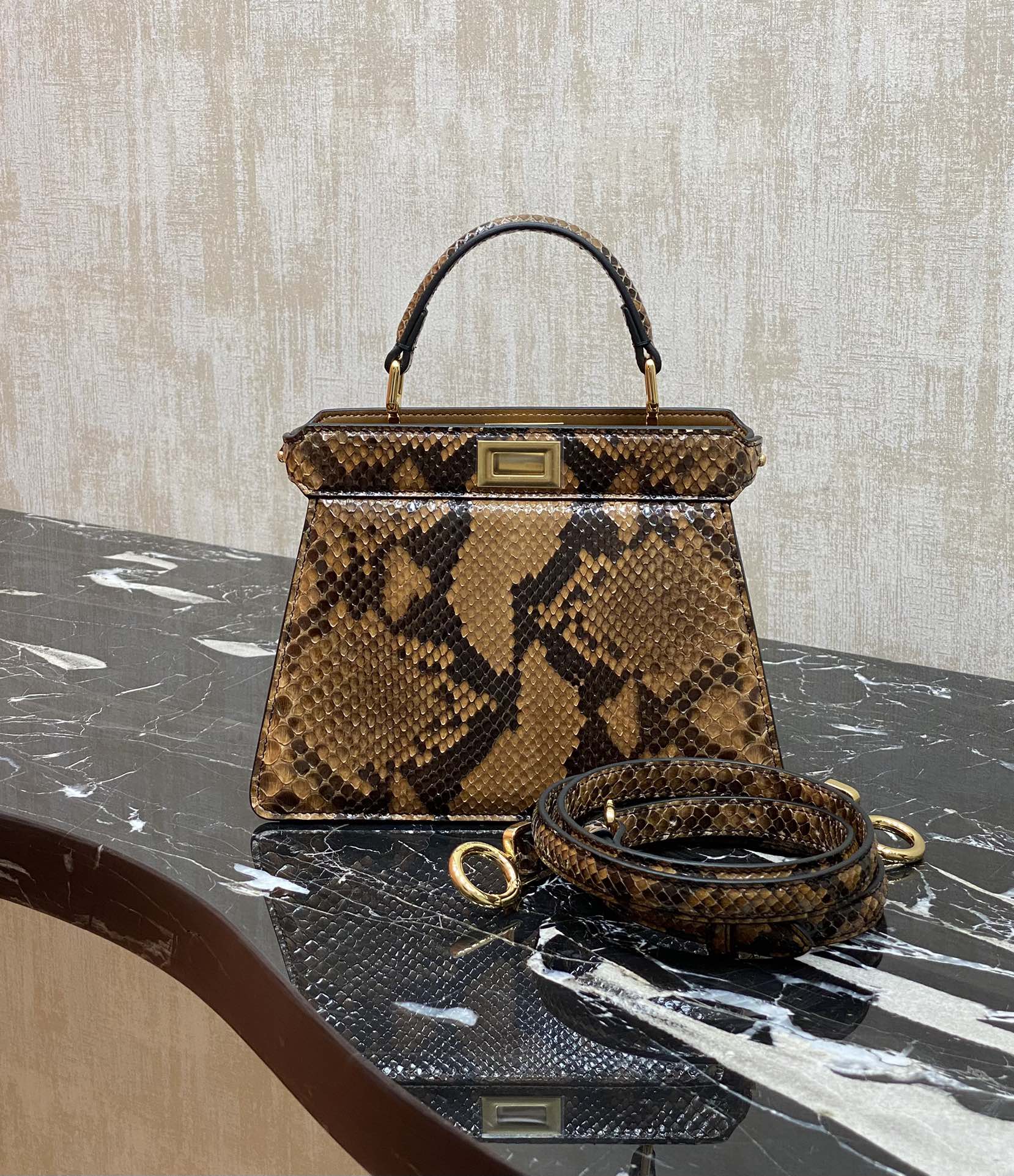 Fendis latest peekaboo small snakeskin,