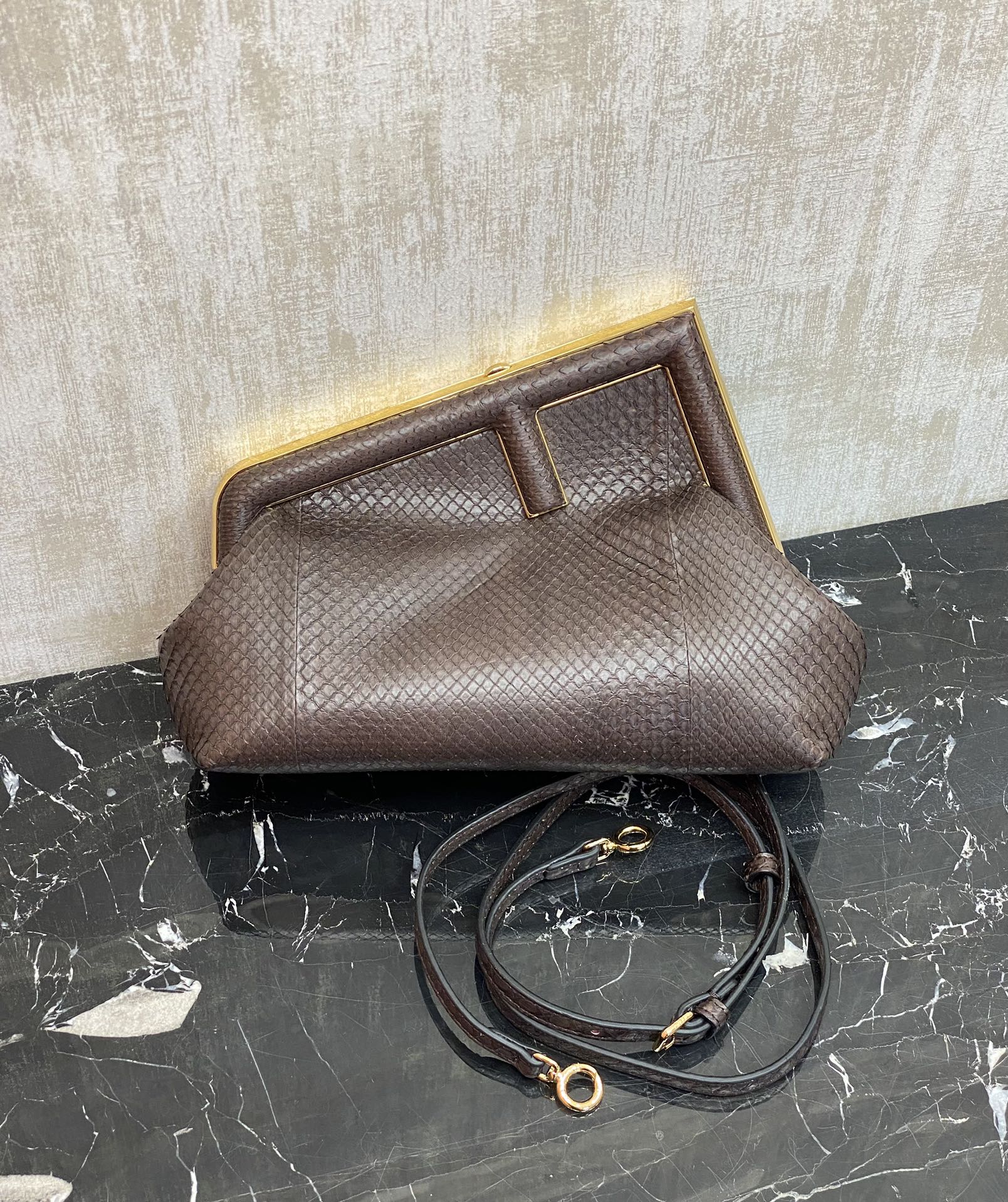 First cloud bag, fendi handmade rare genuine snake skin