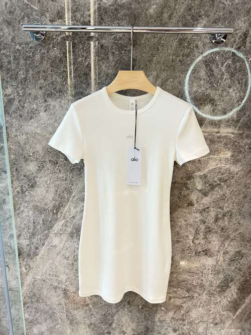 Alo Yoga Summer Short Sleeve T-Shirt Dress, Slim Fit Cotton Blend 1 Alo Yoga Summer Short Sleeve T-Shirt Dress, Slim Fit Cotton Blend