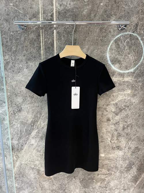 Alo Yoga Summer Series Women's Short Sleeve T-Shirt Dress - Black 1 Alo Yoga Summer Series Women's Short Sleeve T-Shirt Dress - Black