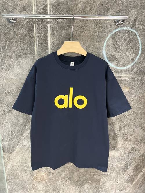 Alo High Quality Cotton T-Shirt With Foam Print Logo, Summer Oversize Tee 1 Alo High Quality Cotton T-Shirt With Foam Print Logo, Summer Oversize Tee