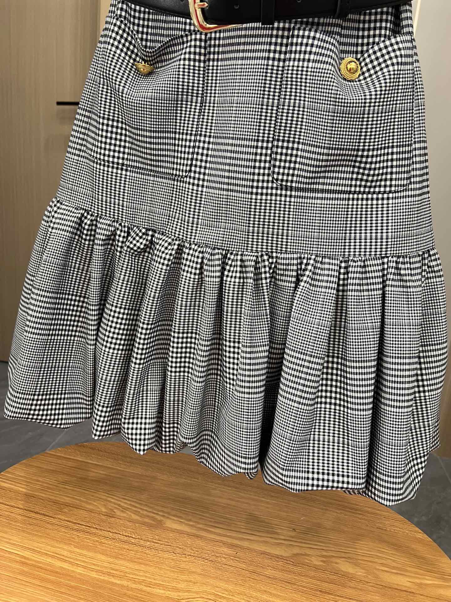 Elegant Plaid Skirt with Belt - Vintage Style, Sweet Floral Design, High-Waisted 6 i1748250423 3612 0