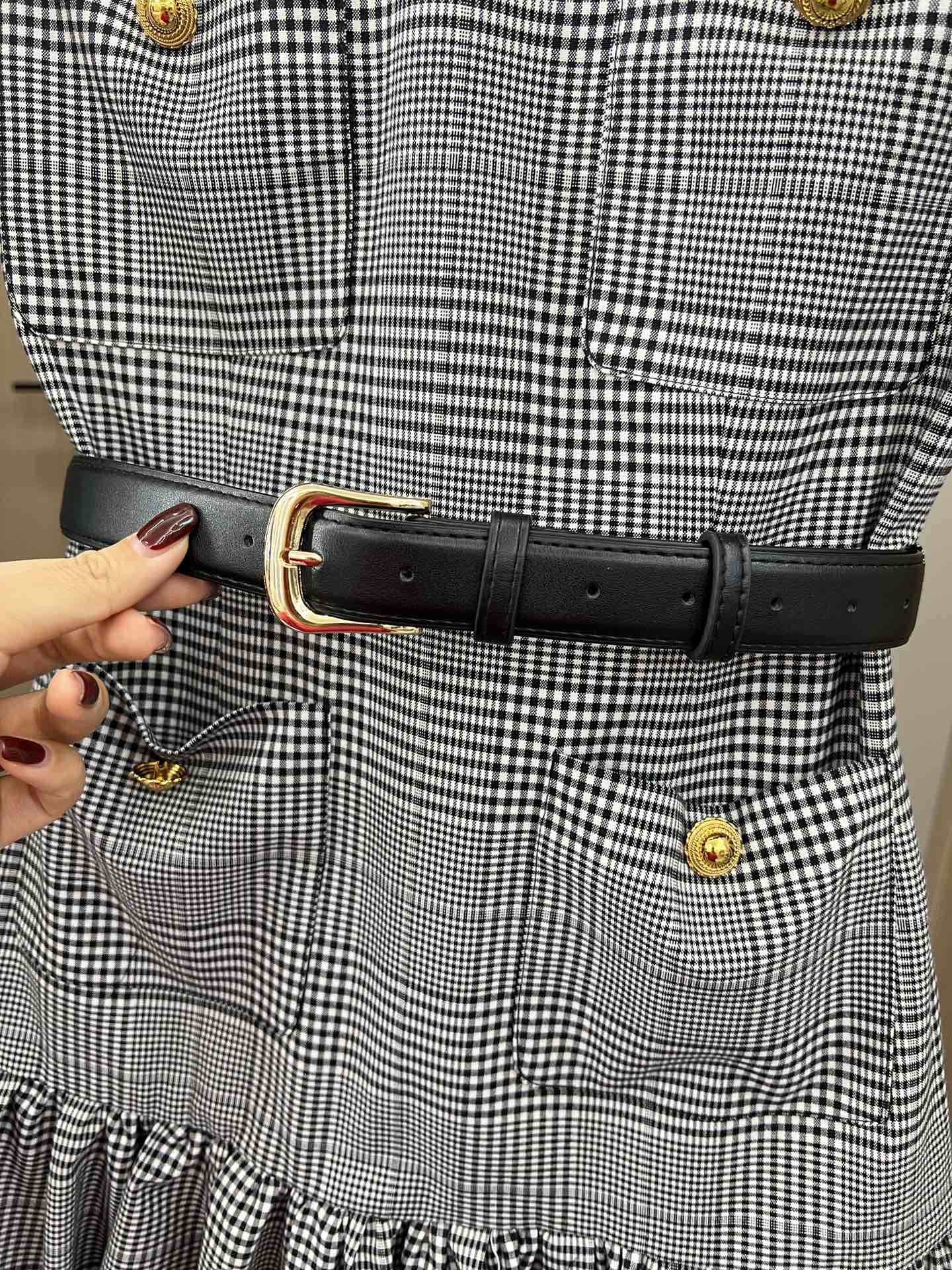Elegant Plaid Skirt with Belt - Vintage Style, Sweet Floral Design, High-Waisted 5 i1748250423 693 4
