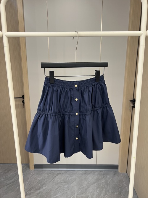 Maje Women's Navy Blue Cotton Blend Mini Skirt with Buttoned Front 1 Maje Women's Navy Blue Cotton Blend Mini Skirt with Buttoned Front