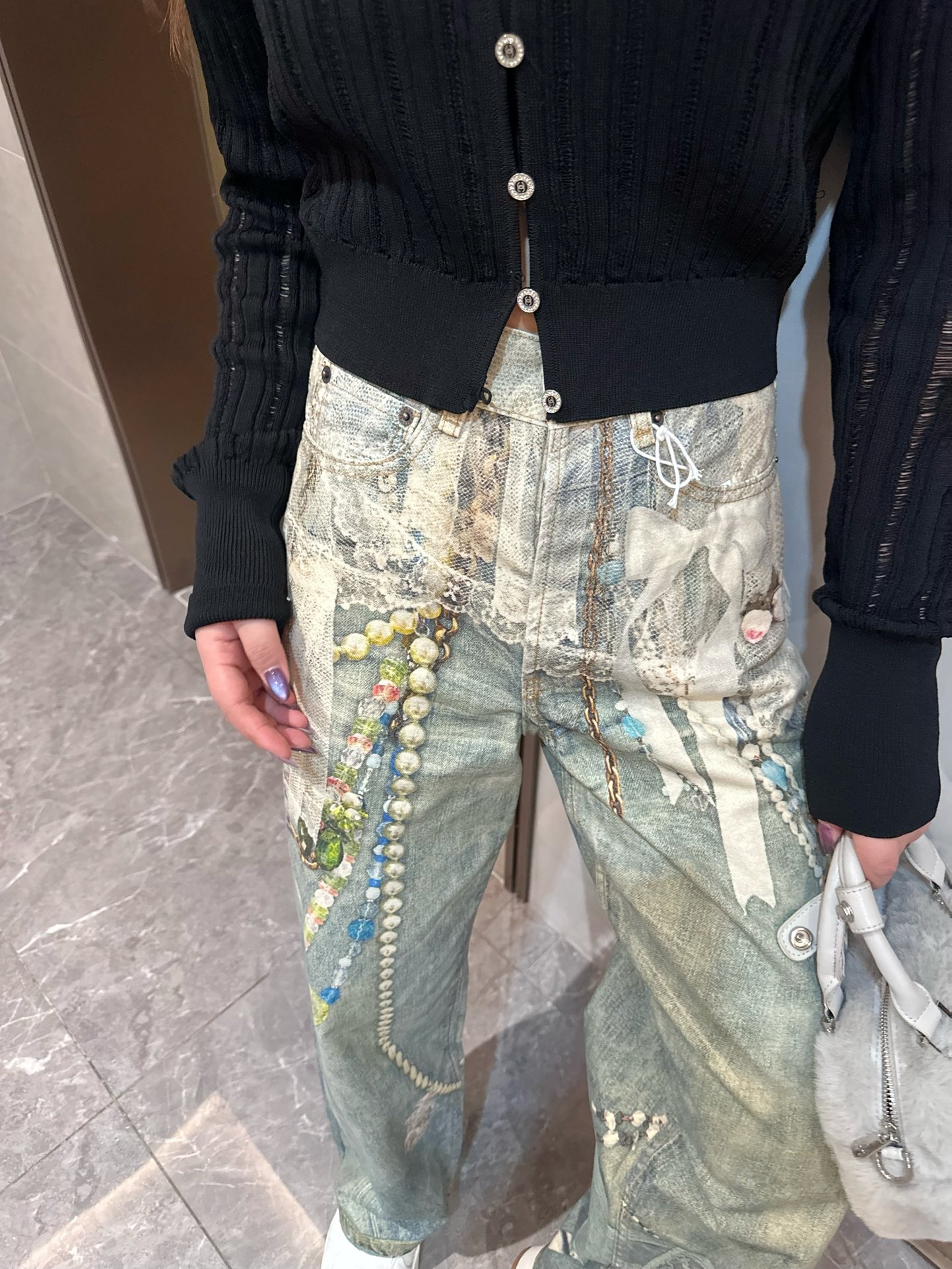 BLACK WITH AC LACE PANTS - 图片 4