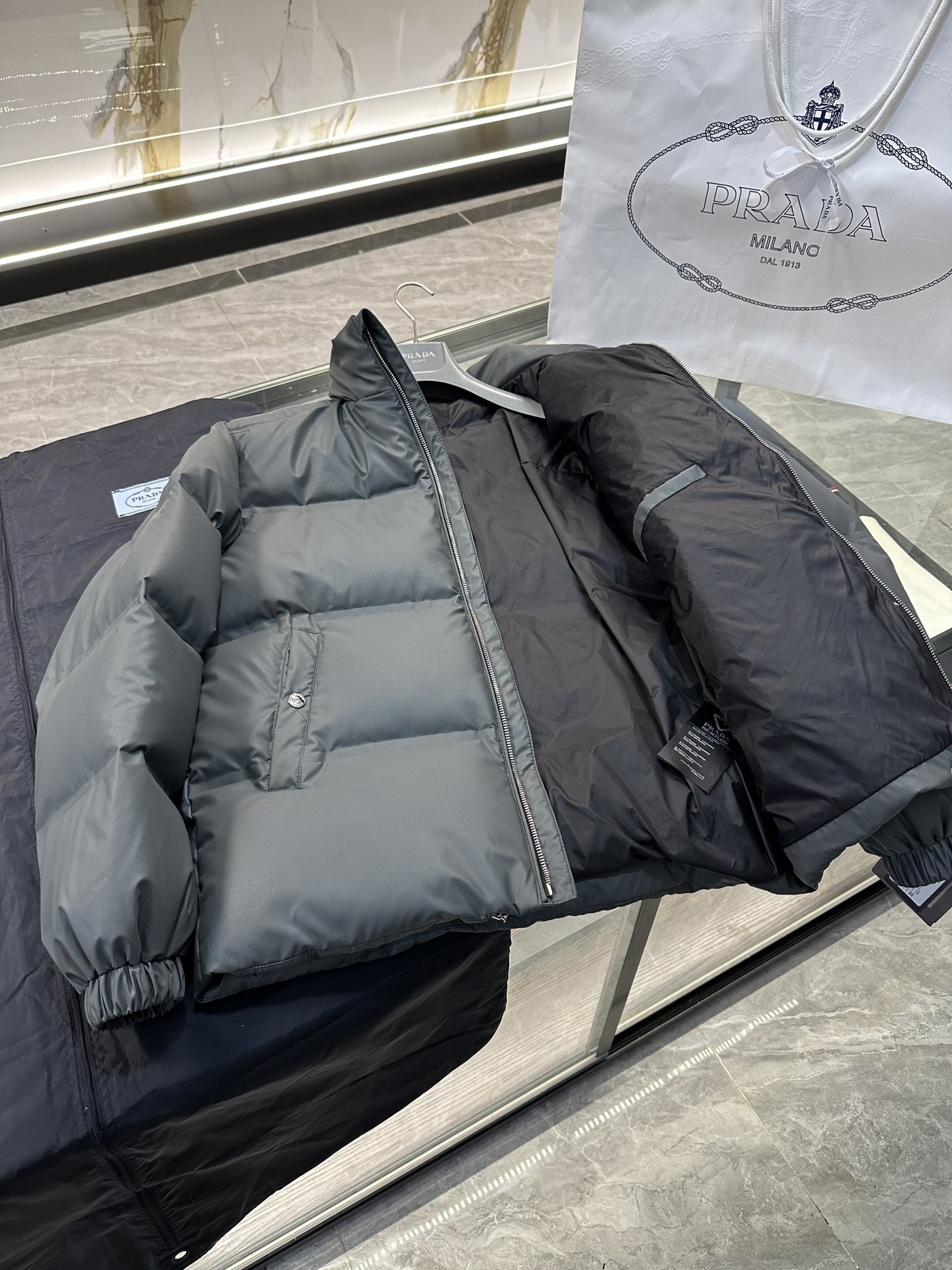 Top Prada Tech Leather Feather Jacket (Seam Sealed Version)-Big cat