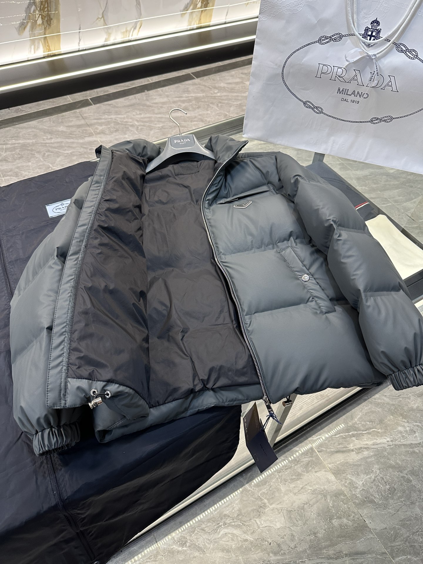 Top Prada Tech Leather Feather Jacket (Seam Sealed Version)-Big cat