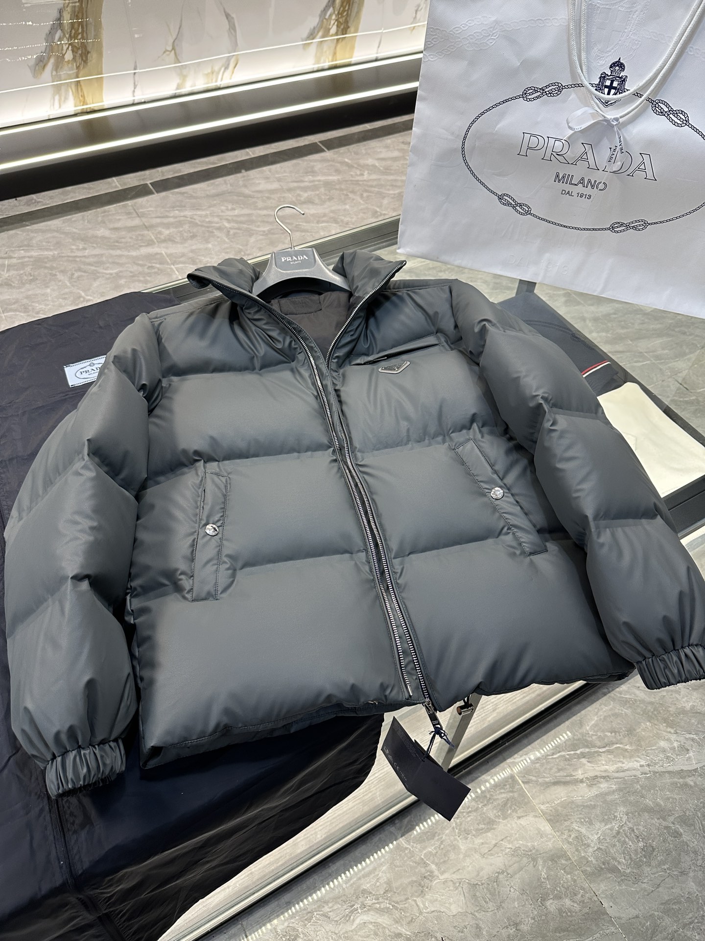 Top Prada Tech Leather Feather Jacket (Seam Sealed Version)-Big cat