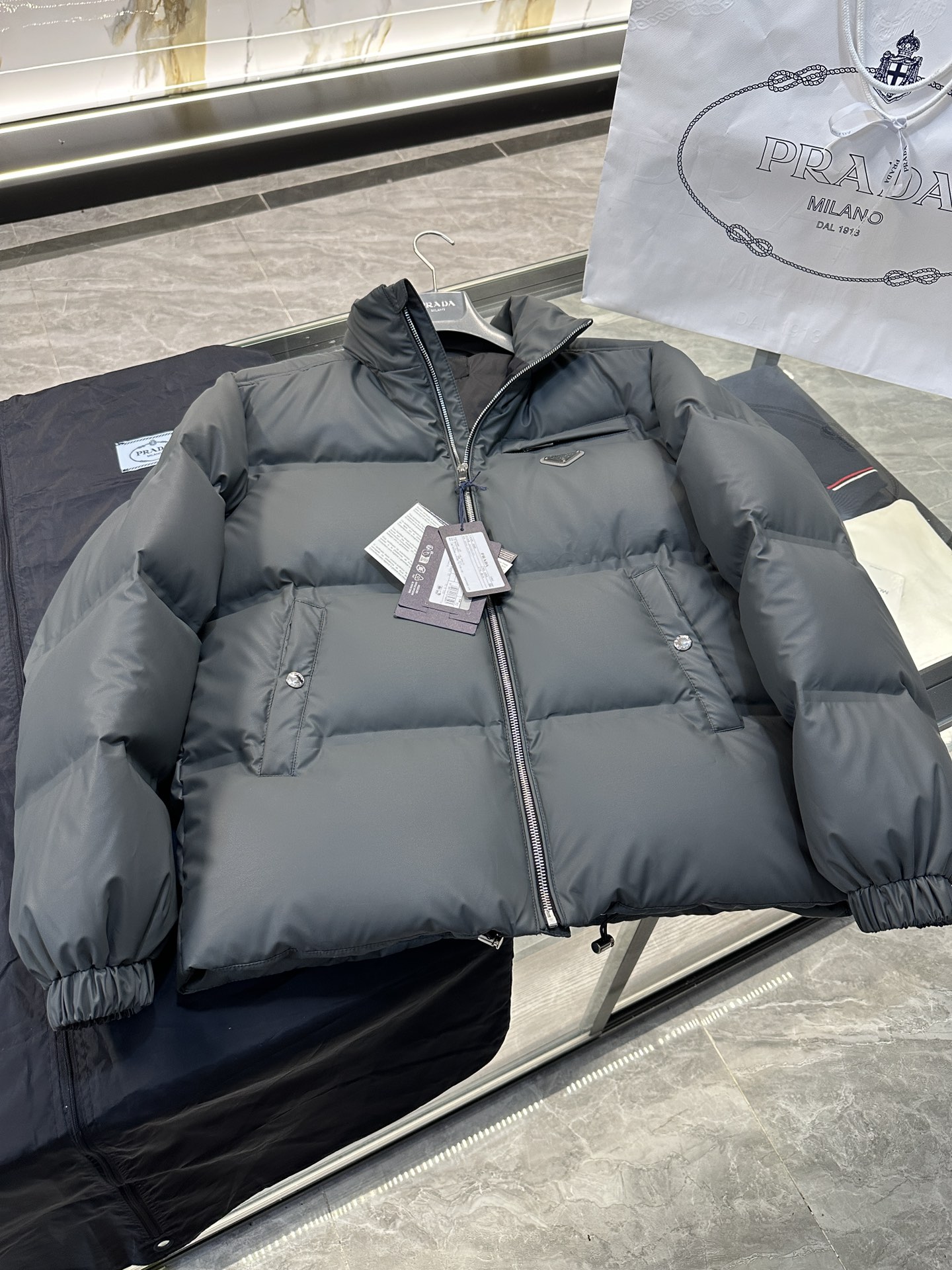 Top Prada Tech Leather Feather Jacket (Seam Sealed Version)-Big cat