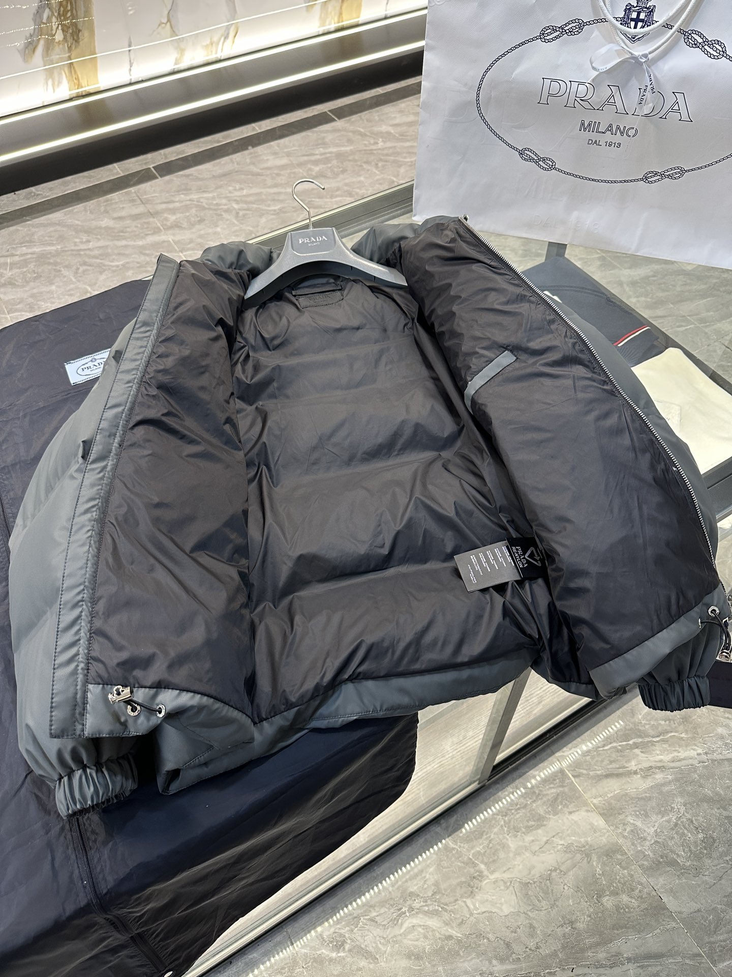 Top Prada Tech Leather Feather Jacket (Seam Sealed Version)-Big cat