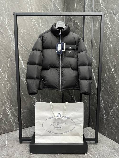 Prada Re-Nylon Short Down Jacket, Premium Goose Down Padding Black 1 Prada Re-Nylon Short Down Jacket, Premium Goose Down Padding Black