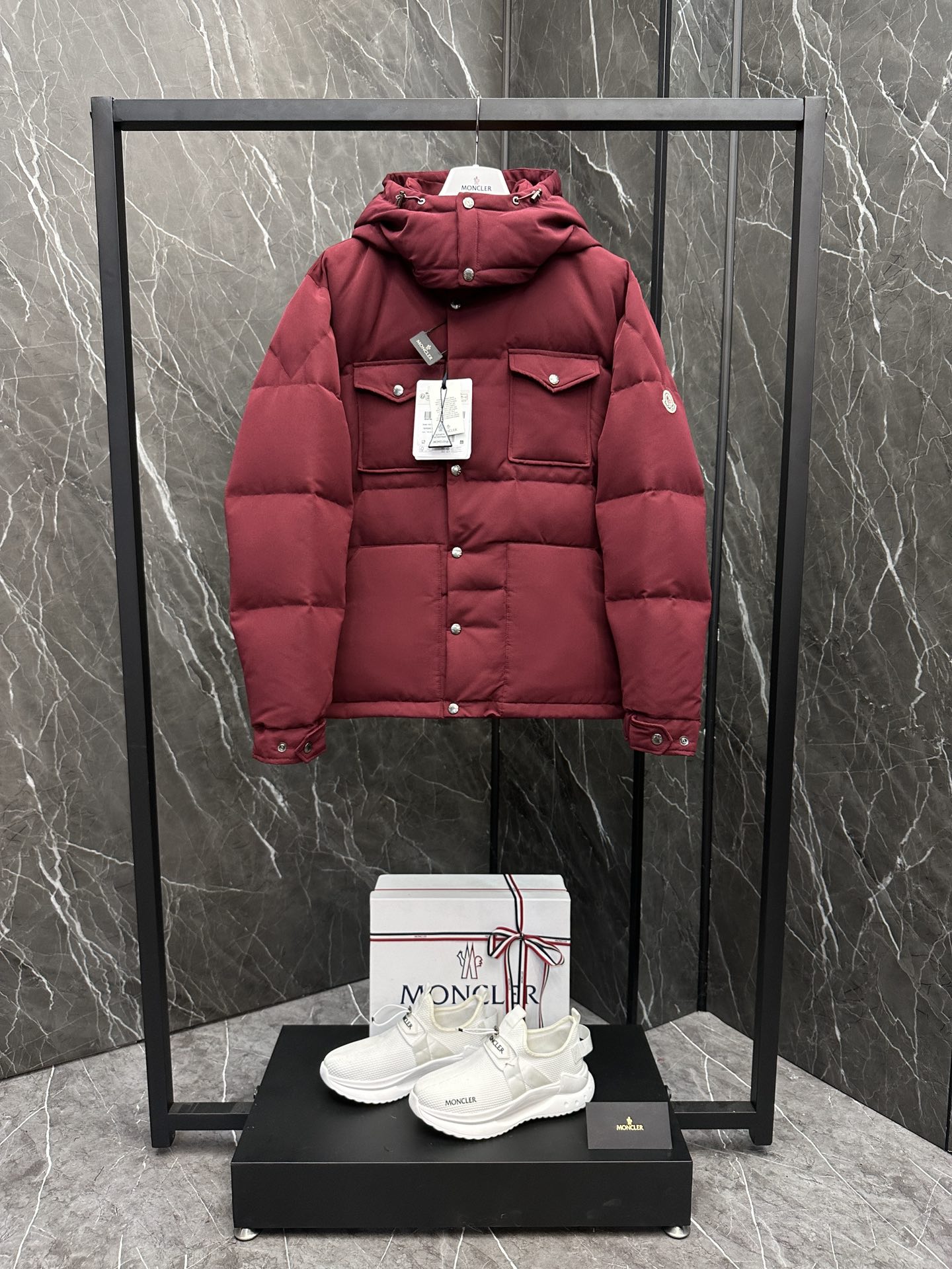 First Top
 Moncler Wholesale
 Clothing Coats & Jackets Black Red Men Cotton Polyester Hooded Top D7872087620