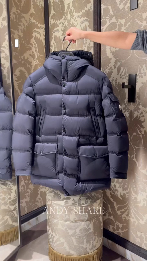 Moncler【加厚保暖】Bretagne(王牌渠道臻品)男士连帽中长羽绒夹克外套.柜台实拍视频参考.