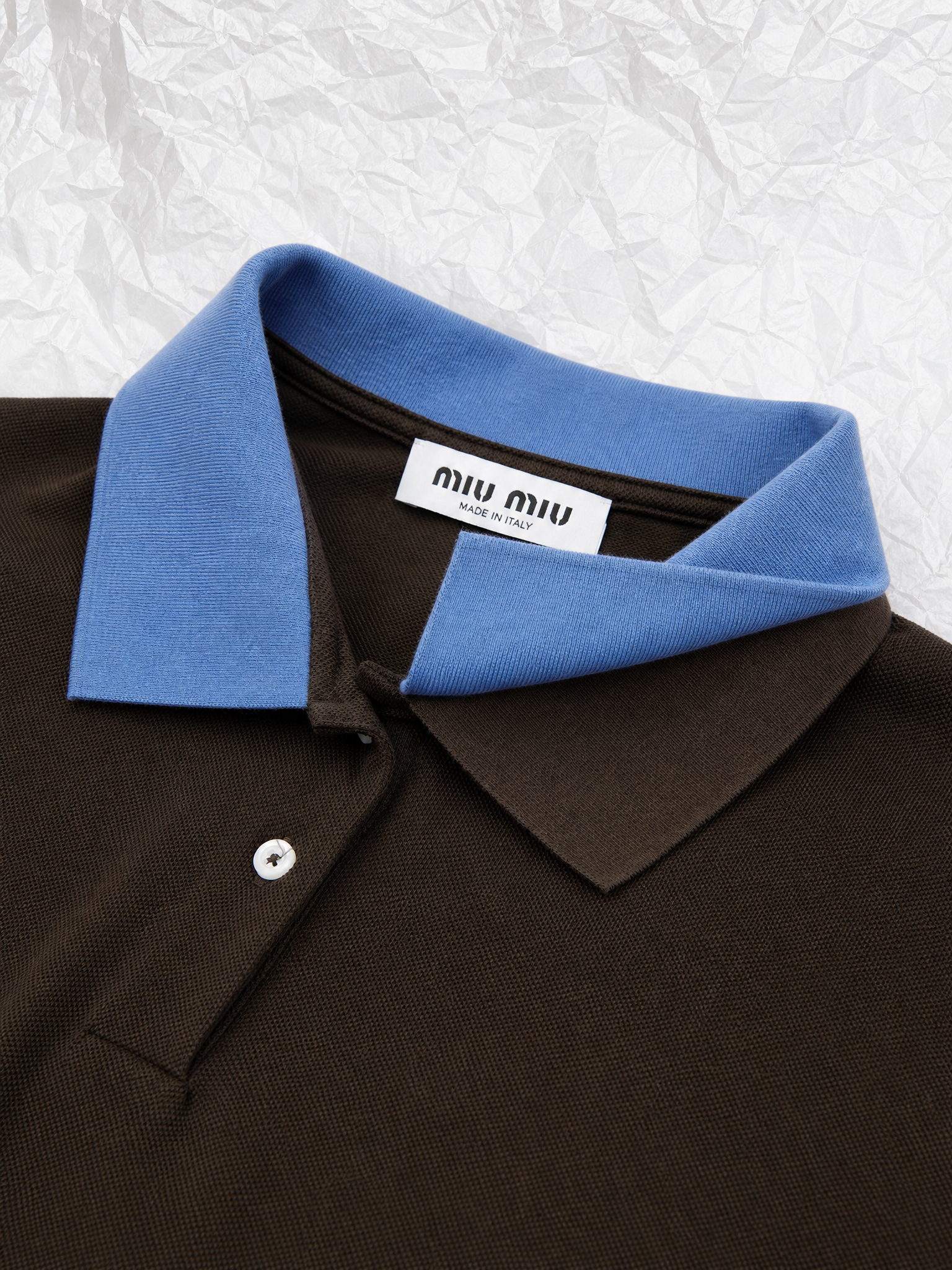 Miu Miu Miu 双层螺纹领刺绣POLO衫