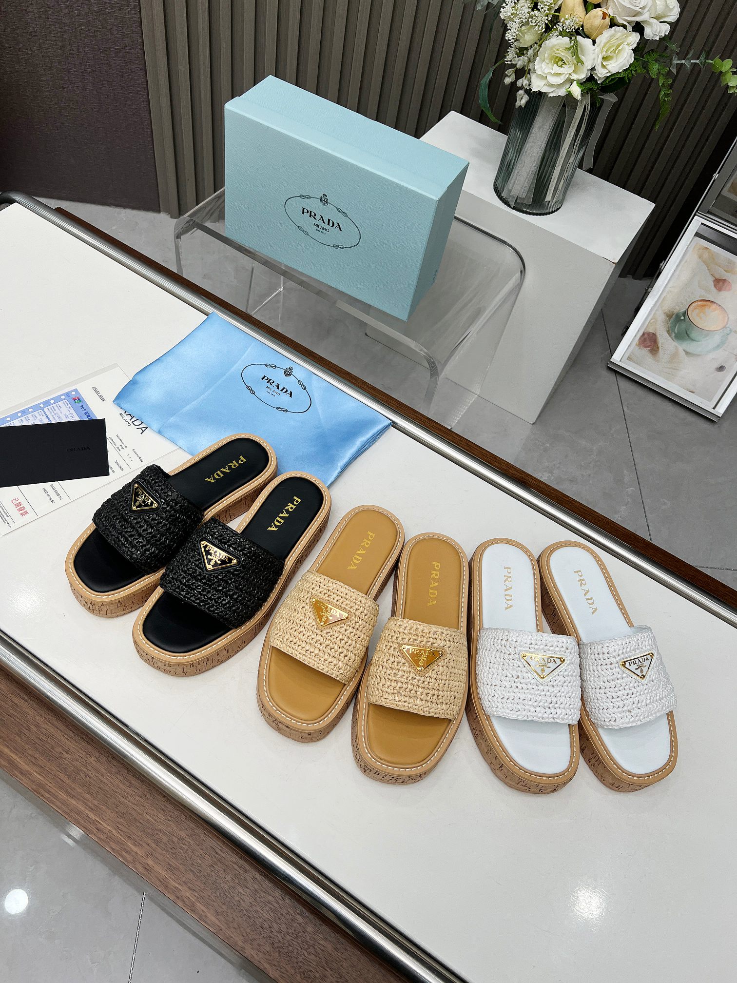 Prada Knockoff
 Shoes Sandals Top Quality Website
 Weave Calfskin Cowhide Raffia Spring/Summer Collection Vintage Beach